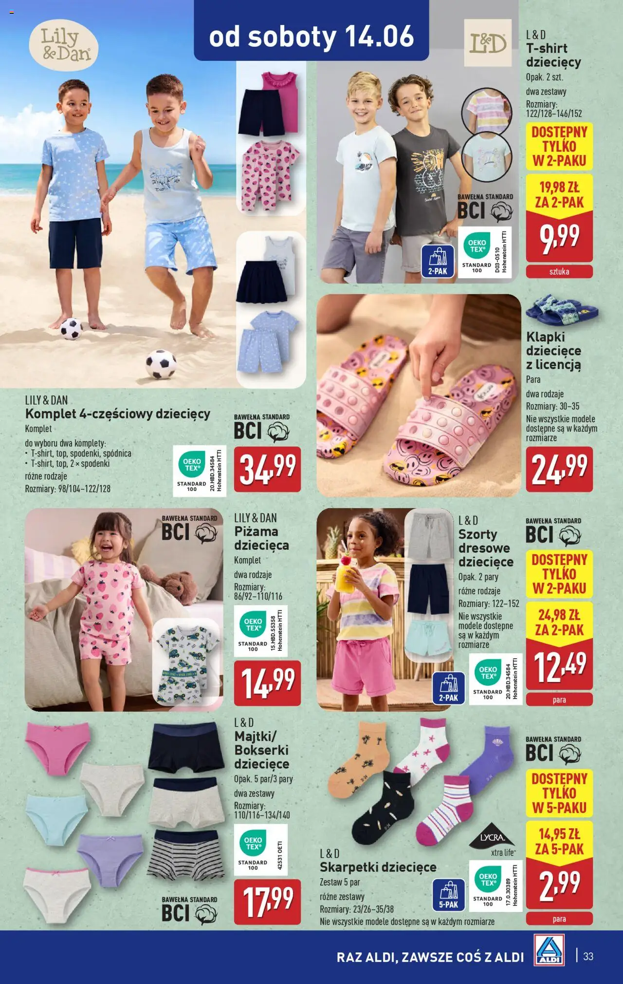 Aldi Gazetka od 09.06.2025 | Strona: 33 | Produkty: Szorty, Spodenki, Bokserki, Skarpetki
