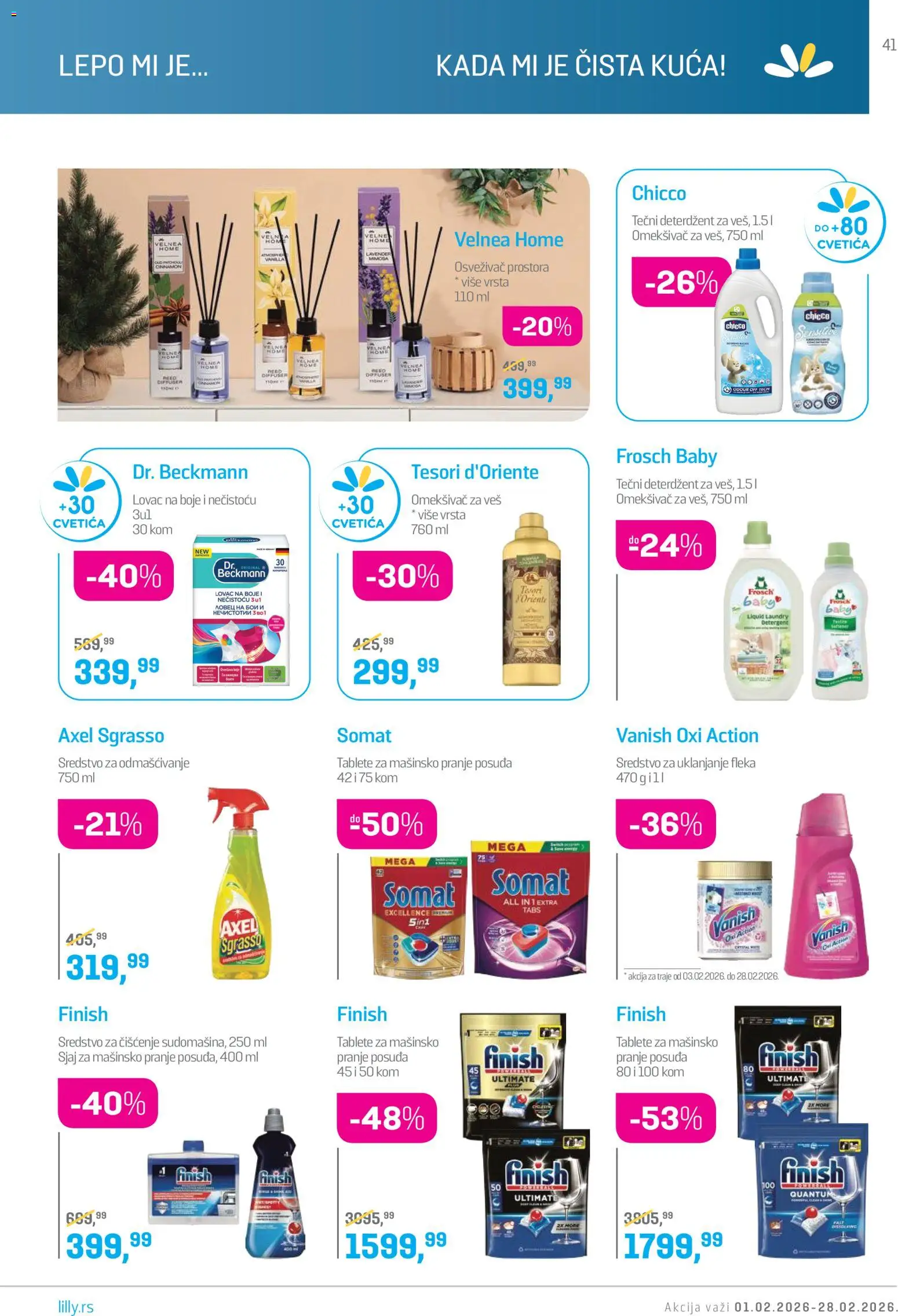 Lilly drogerie katalog - važi od 01.02.2026 | Strana: 41 | Proizvode: Deterdžent, Tečni deterdžent, Somat, Osvezivac prostora