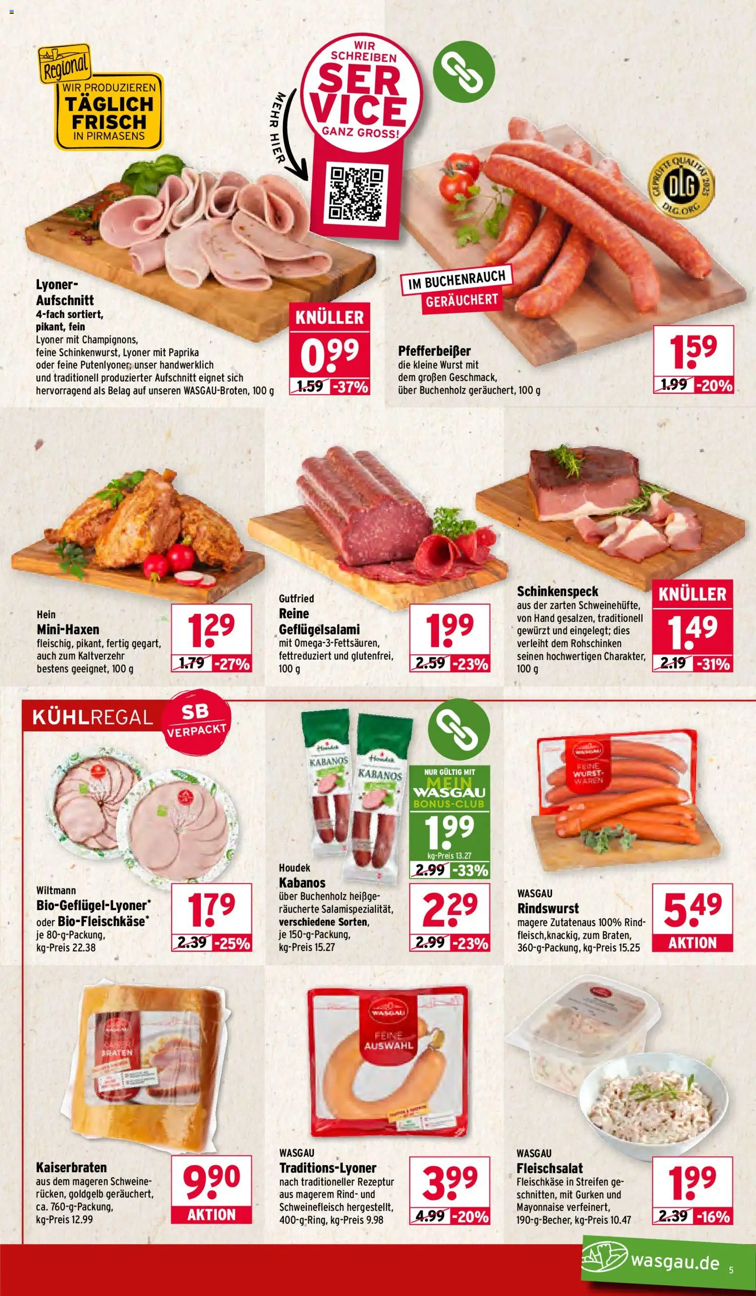 Wasgau Prospekt 	 – gültig ab 05.01.2026 | Seite: 5 | Produkte: Paprika, Mayonnaise, Wurst, Schweinefleisch