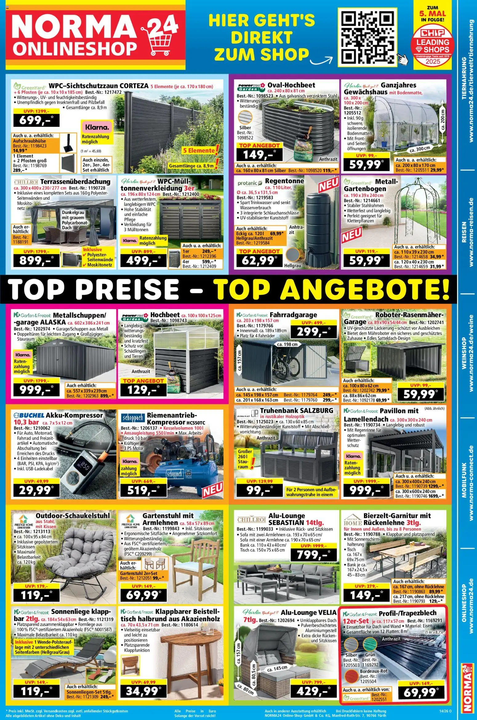 Norma Onlineshop – gültig ab 30.03.2026 | Seite: 1 | Produkte: Hochbeet, Kissen, Sofa, Sonnenschirm