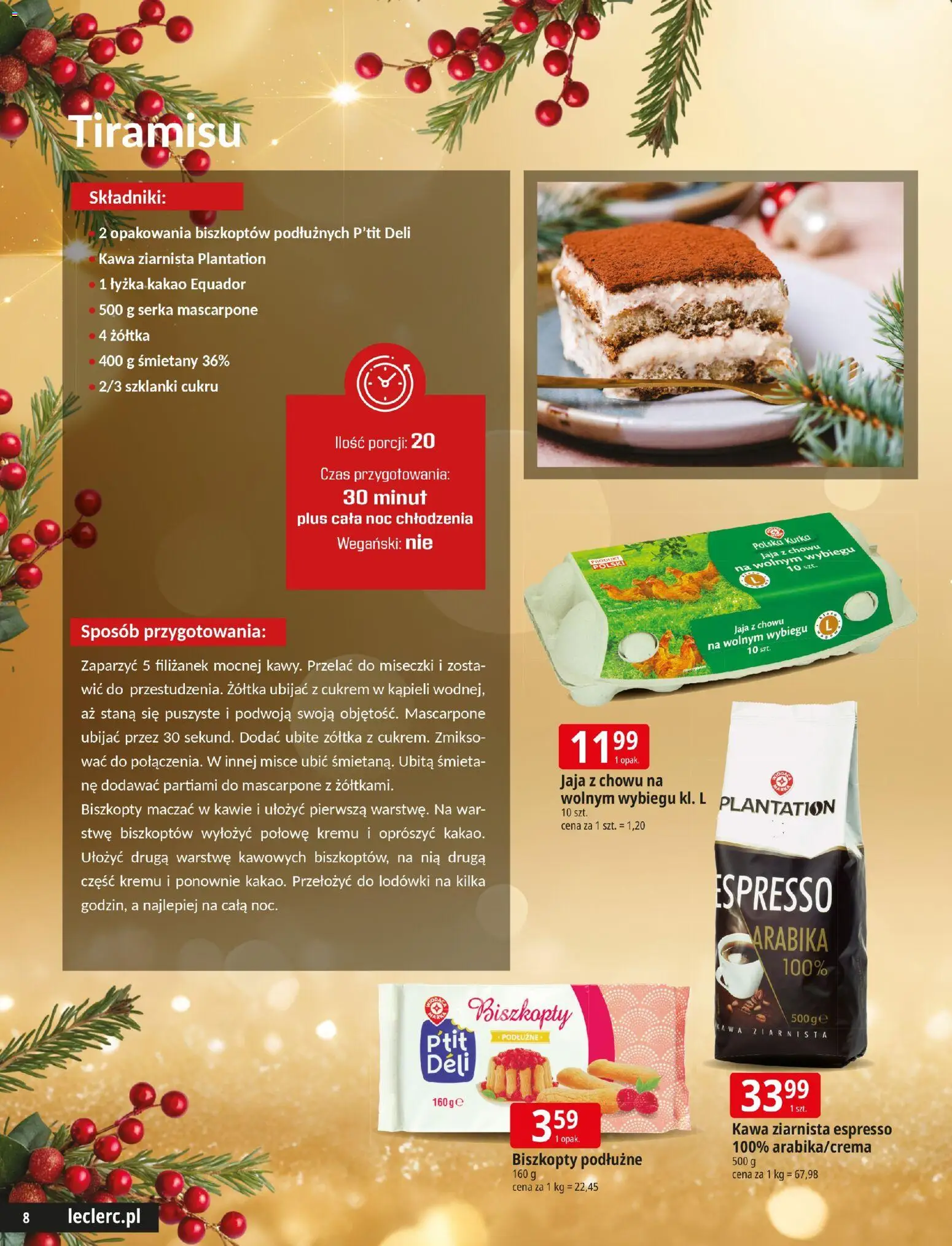 E.Leclerc Gazetka - Święta od 09.12.2025 | Strona: 8 | Produkty: Kakao, Tiramisu, Mascarpone, Jaja