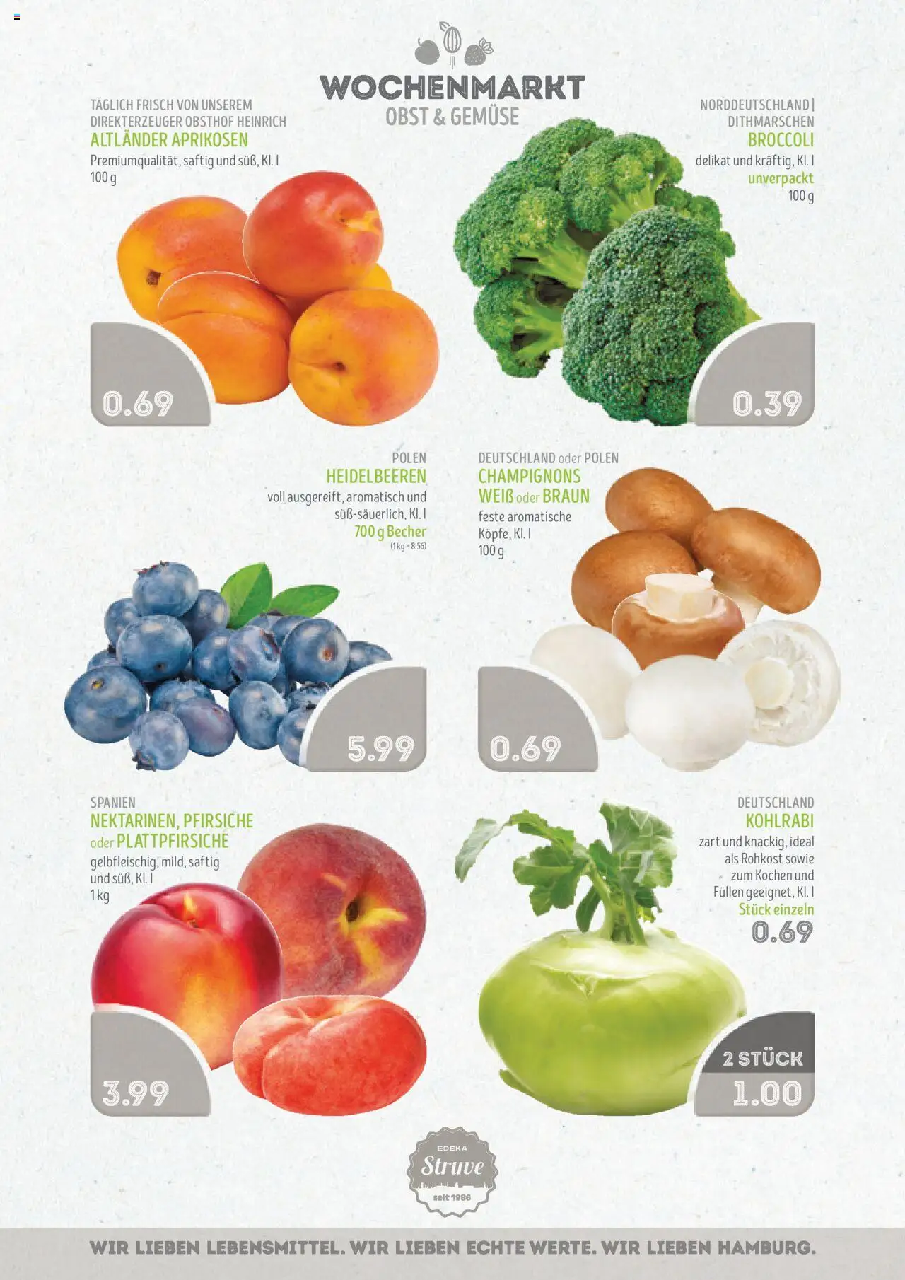 Edeka Struve Prospekt 	 - gültig ab dem 21.07.2025 | Seite: 2 | Produkte: Heidelbeeren, Champignons, Gemüse, Obst