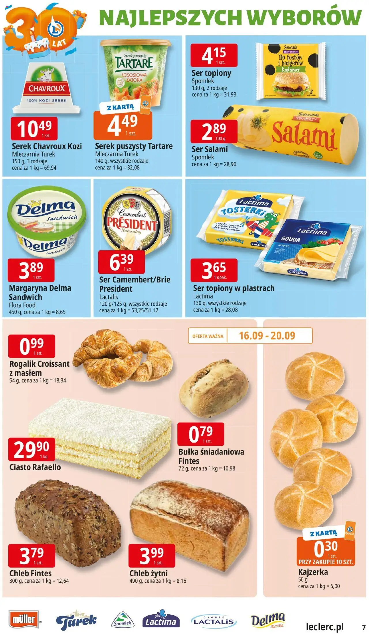 E.Leclerc Gazetka - Elbląg od 16.09.2025 | Strona: 7 | Produkty: Ser topiony, Ciasto, Bułka, Margaryna