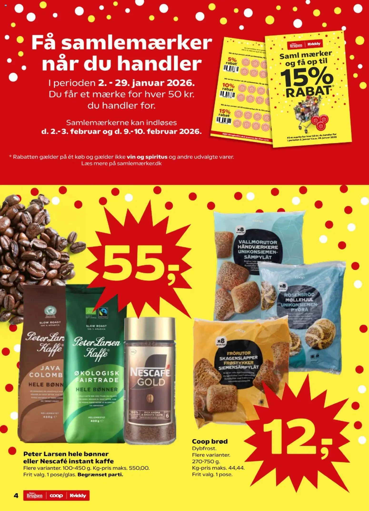 Kvickly tilbudsavis – gyldig fra 16.01.2026 | Side: 4 | Produkter: Brød, Kaffe, Bønner, Instant Kaffe