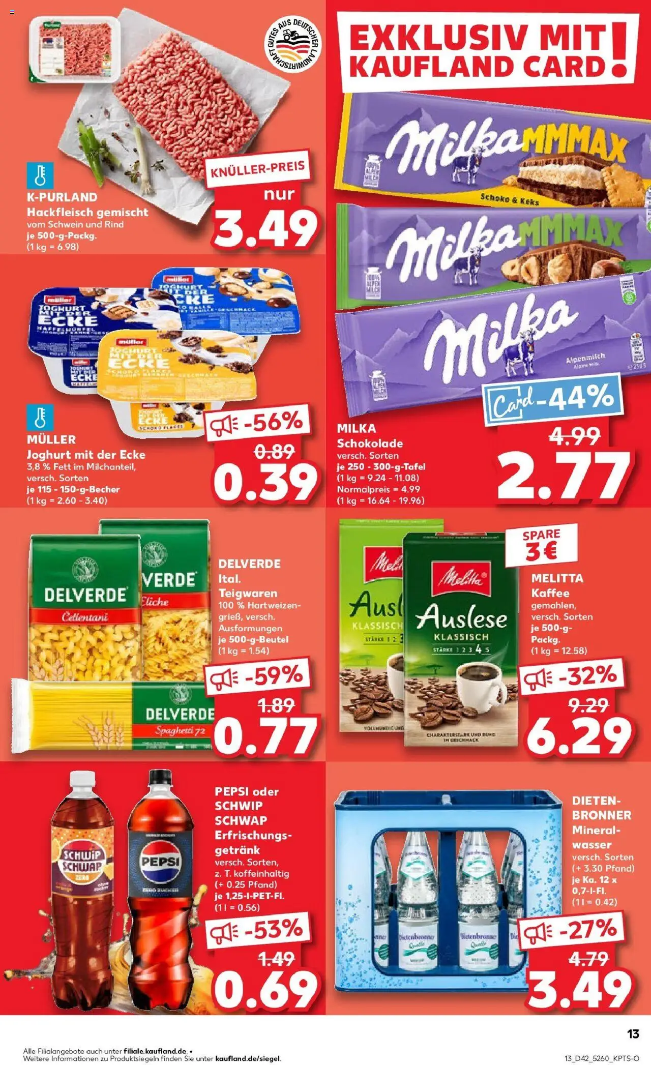 Kaufland prospekt Laupheim	 – gültig ab 19.10.2025 | Seite: 13 | Produkte: Melitta kaffee, Schokolade, Milka, Hackfleisch