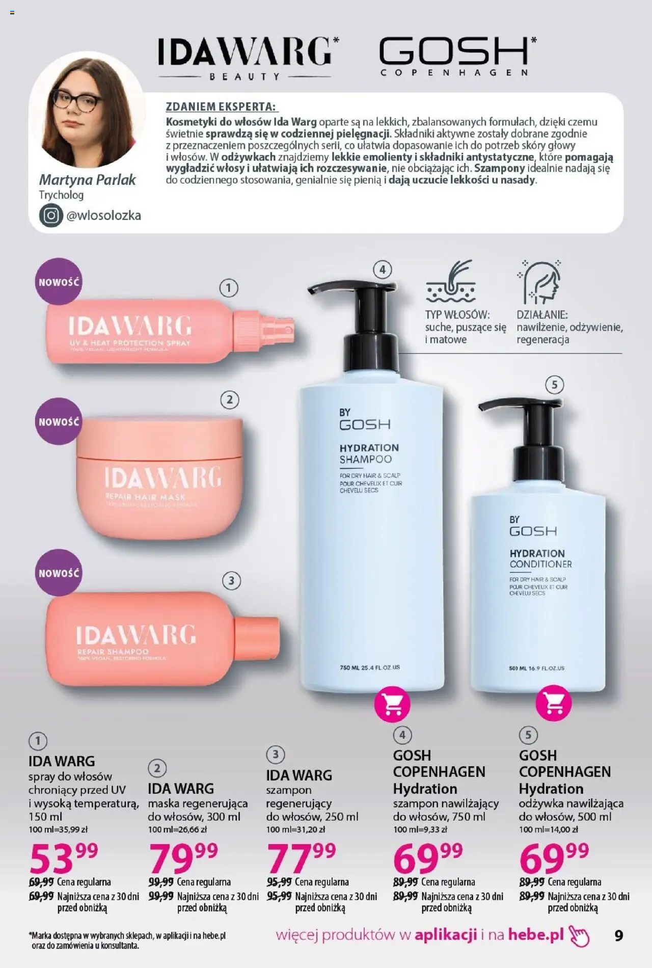 Hebe Gazetka - Katalog od 01.08.2025 | Strona: 9 | Produkty: Kosmetyki, Szampon, Odżywka, Maska