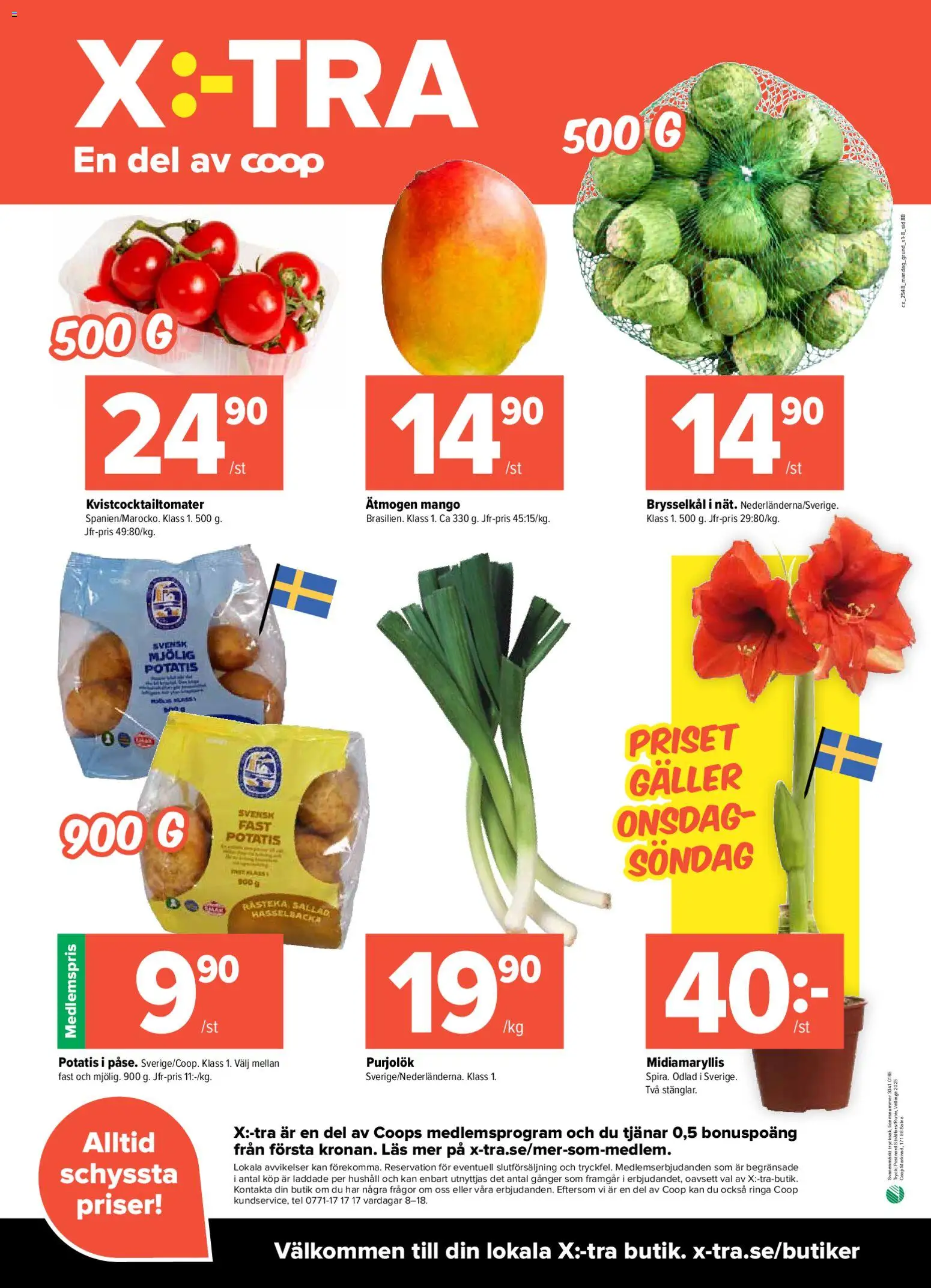 Coop X:-TRA reklamblad aktuell från 24.11.2025 | Sida: 8 | Produkter: Galler, Potatis, Mango