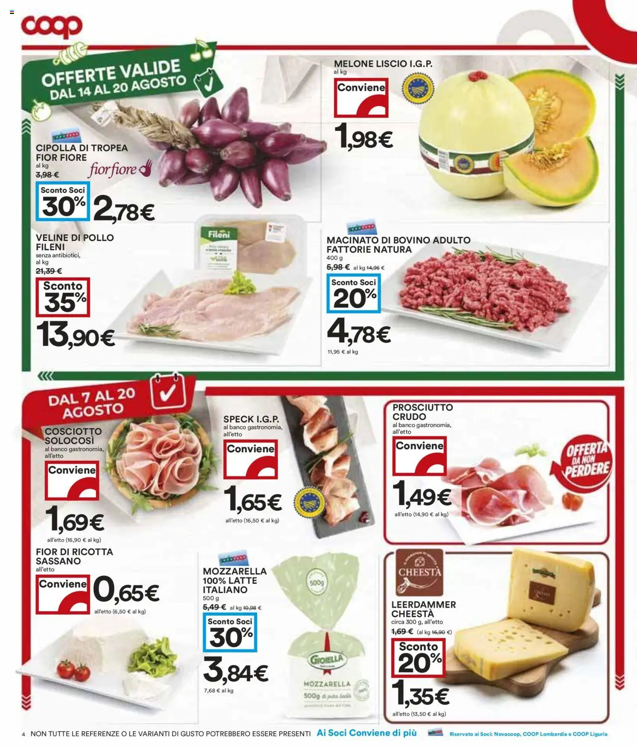 Volantino COOP del 07.08.2025 | Pagina: 4 | Prodotti: Pollo, Mozzarella, Ricotta, Macinato