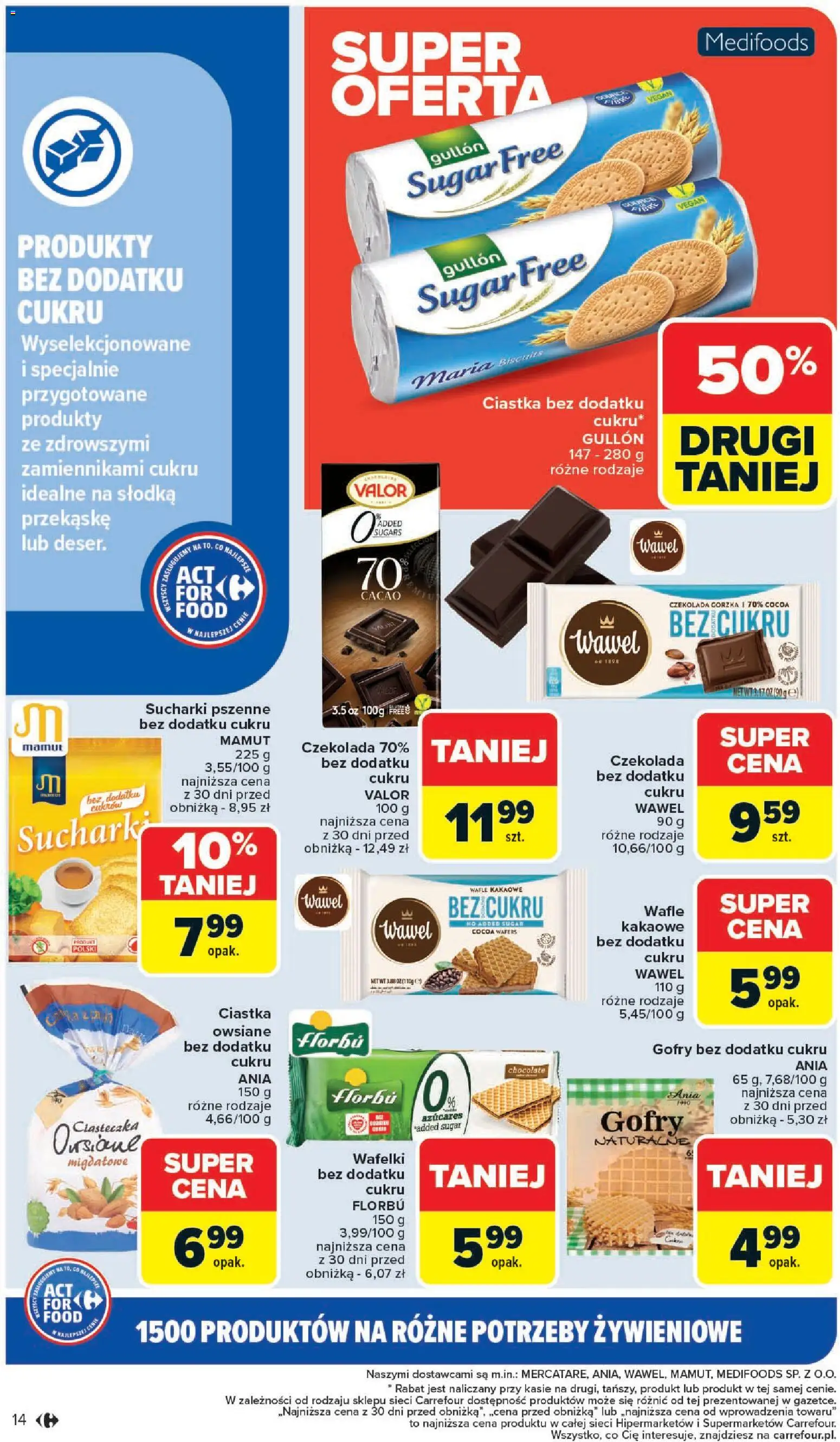 Carrefour Gazetka - Act for food od 03.11.2025 | Strona: 14 | Produkty: Czekolada gorzka, Wafelki, Czekolada, Ciastka