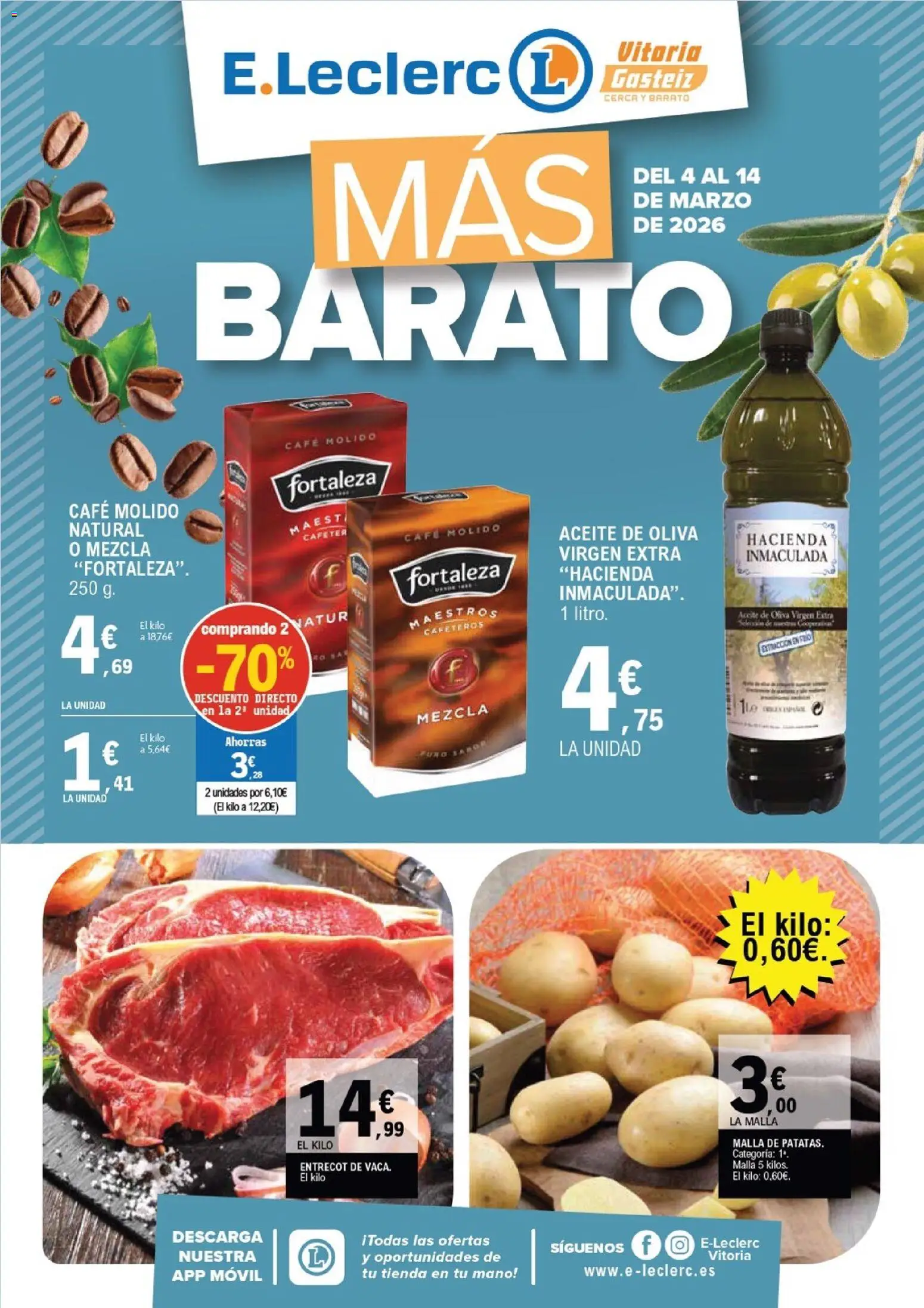 E.Leclerc Mas Barato │ válido desde el 04.03.2026 | Página: 1 | Productos: Aceite, Café, Aceite de oliva, Aceite de oliva virgen extra