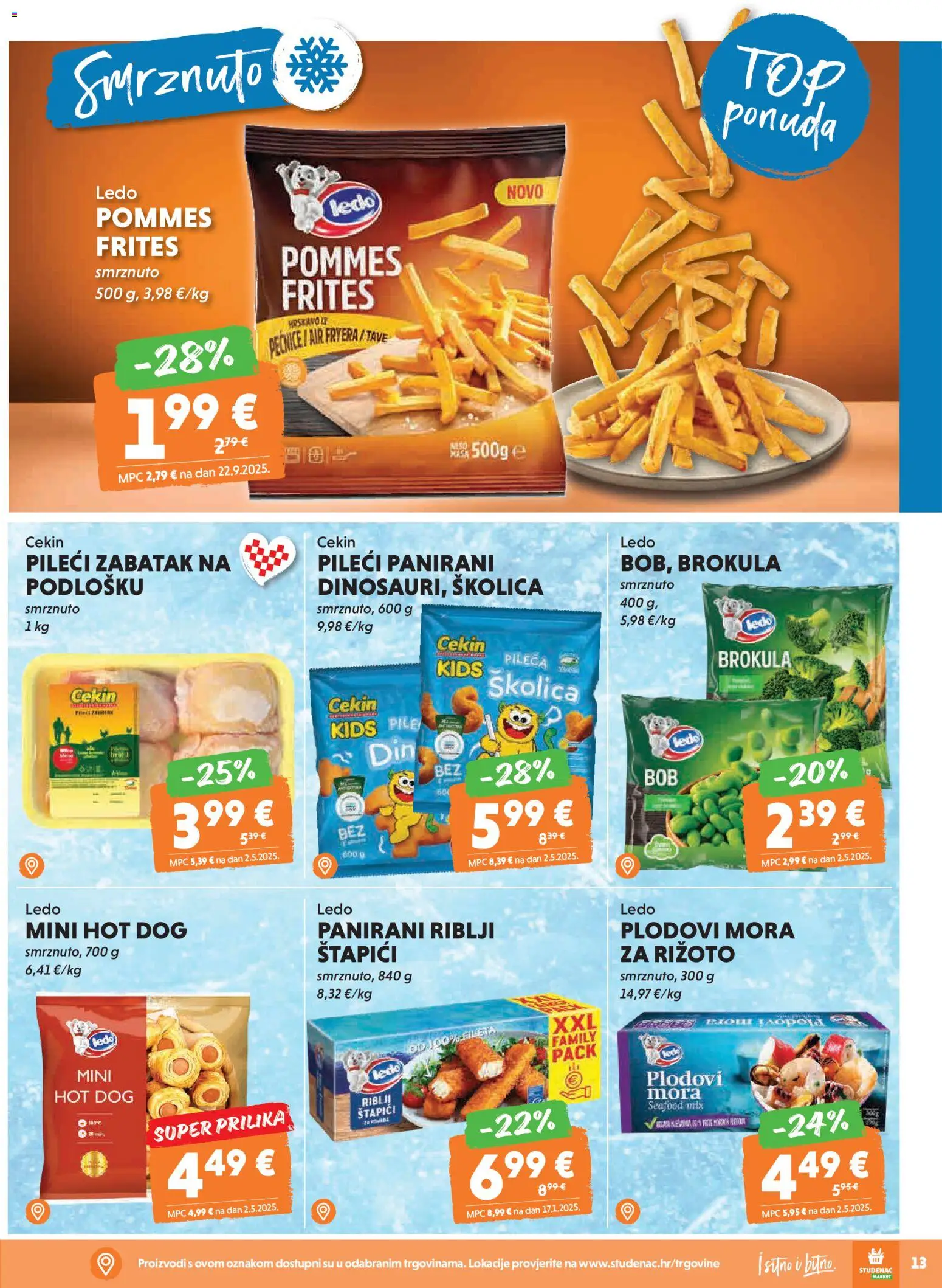 Studenac katalog | vrijedi od 11.02.2026 | Stranica: 13 | Proizvodi: Brokula, Rižoto, Ledo, Štapići