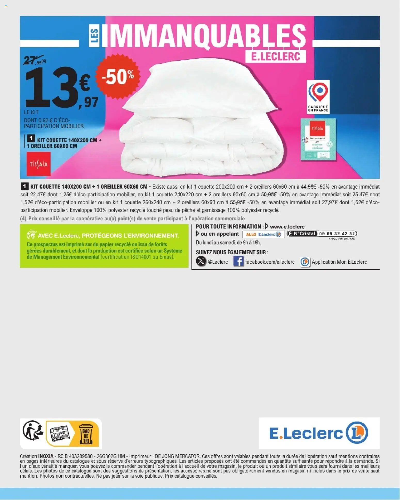 {H1} | Page: 56 | Produits: Pêche, Enveloppe, Oreiller, Couette