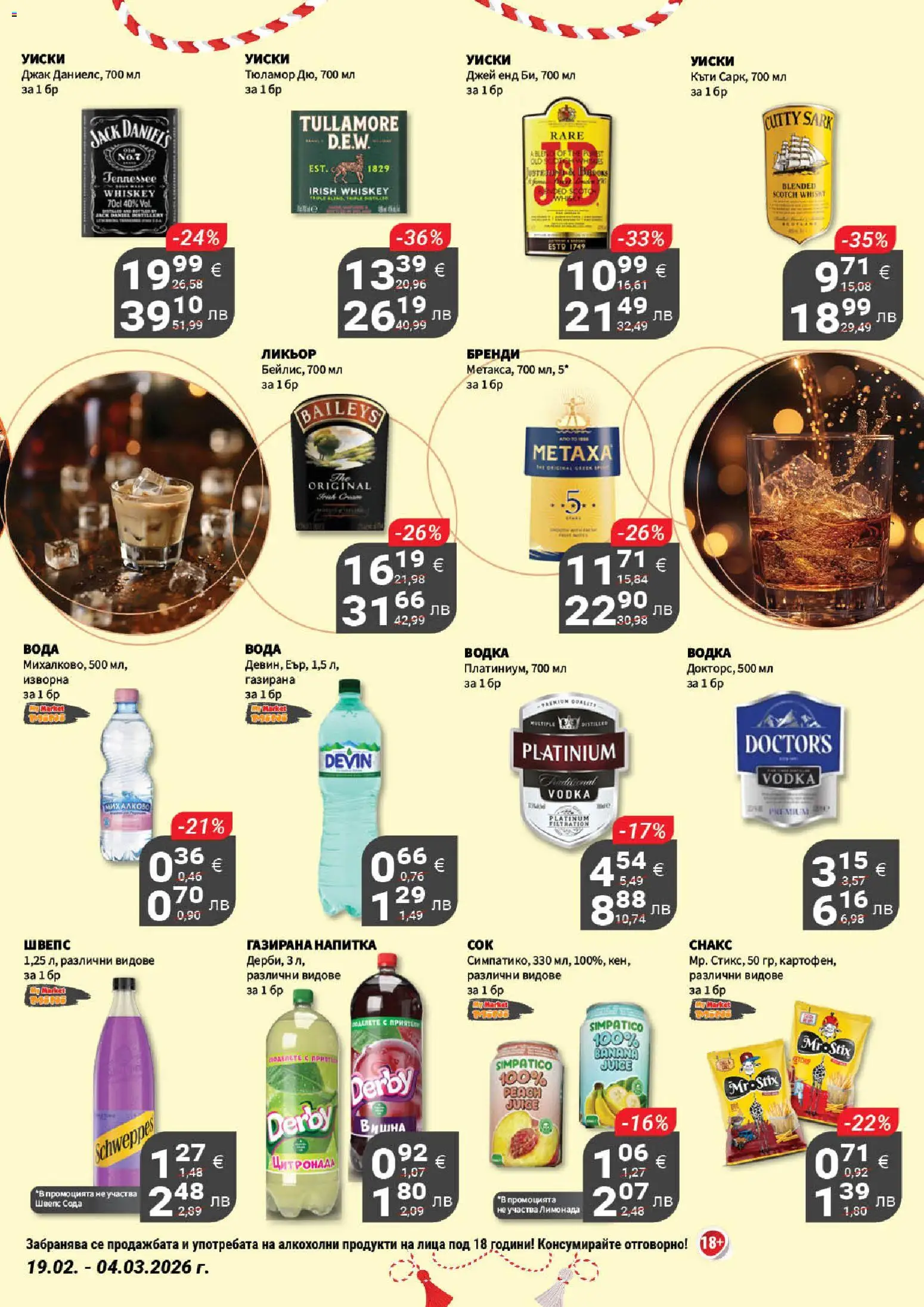 {H1} | Страница: 17 | Продукти: Уиски, Вода, Лимонада, Напитка