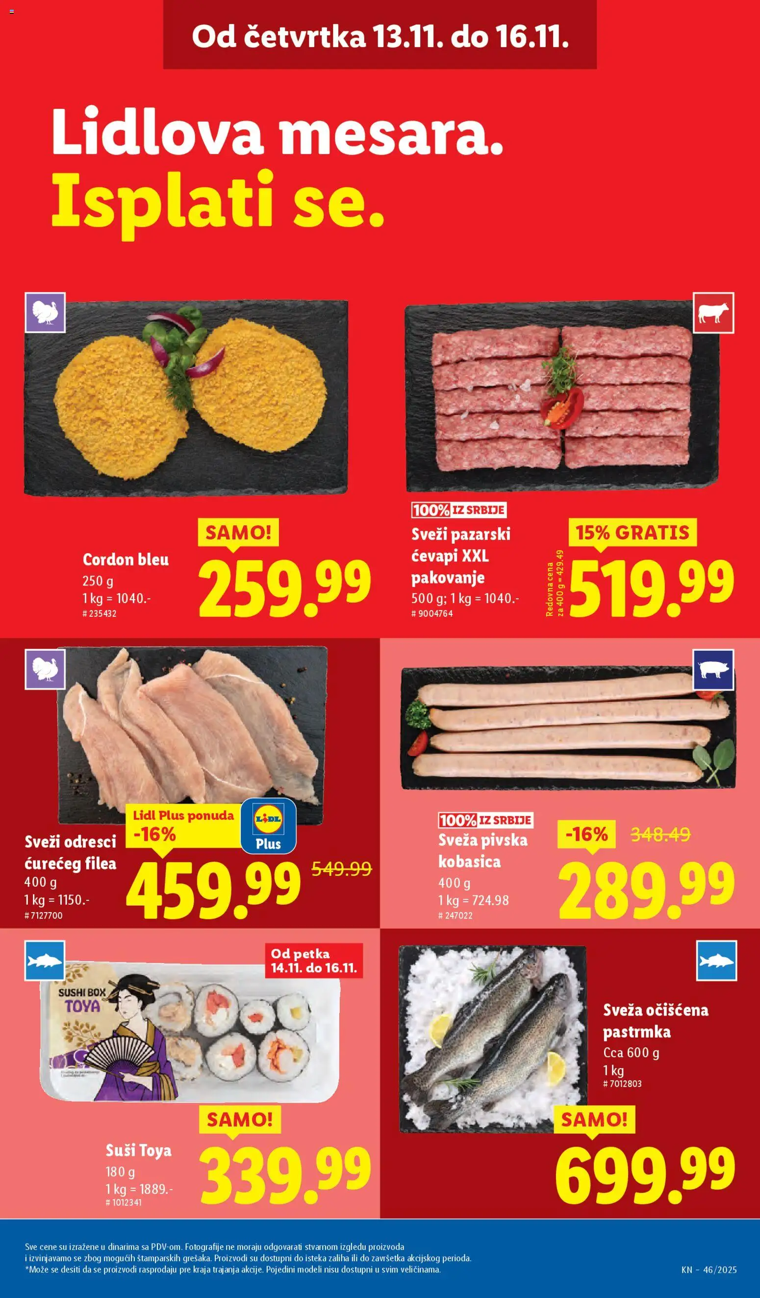 Lidl katalog - važi od 13.11.2025 | Strana: 7 | Proizvode: Pastrmka, Pakovanje, Kobasica