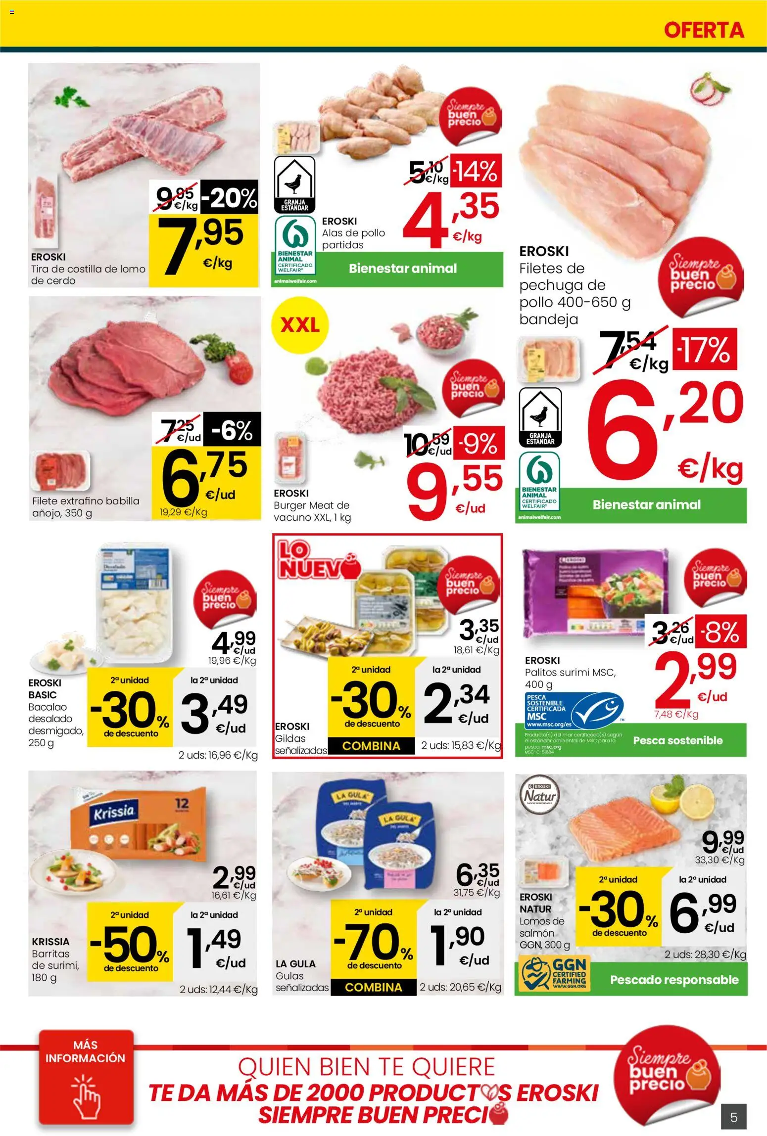 Eroski - Siempre a buen precio Supermercados │ válido desde el 05.01.2026 | Página: 5 | Productos: Cerdo, Pescado, Té, Filete