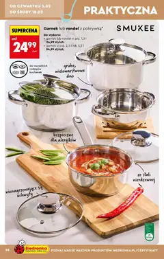 Pogląd oferty "Garnek lub rondel z pokrywką*, Do wyboru: garnek lub rondel o poj. 1,3 l 24,99 zł/szt. garnek o poj. 2,5 l lub 3,5 l 34,99 zł/szt." - ważna od 31.01.2026 | Strona: 28 | Produkty: Garnek