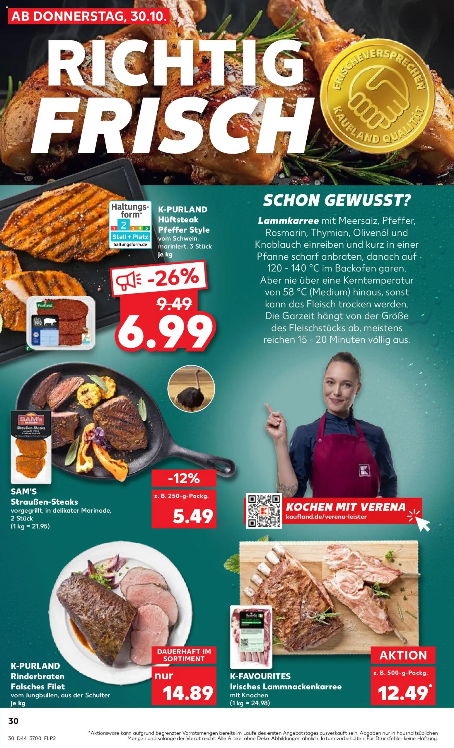 Kaufland prospekt Rostock	 – gültig ab 30.10.2025 | Seite: 30 | Produkte: Rinderbraten, Olivenol, Pfeffer, Knoblauch
