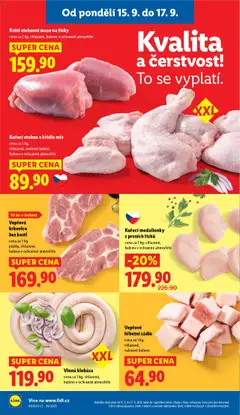 Vepřová krkovice bez kosti, Vepřová krkovice bez kosti, plátky, chlazené, baleno v ochranné atmosféře. 10 ks v balení. Cena za 1 kg. od 15.09.2025 | Strana: 14