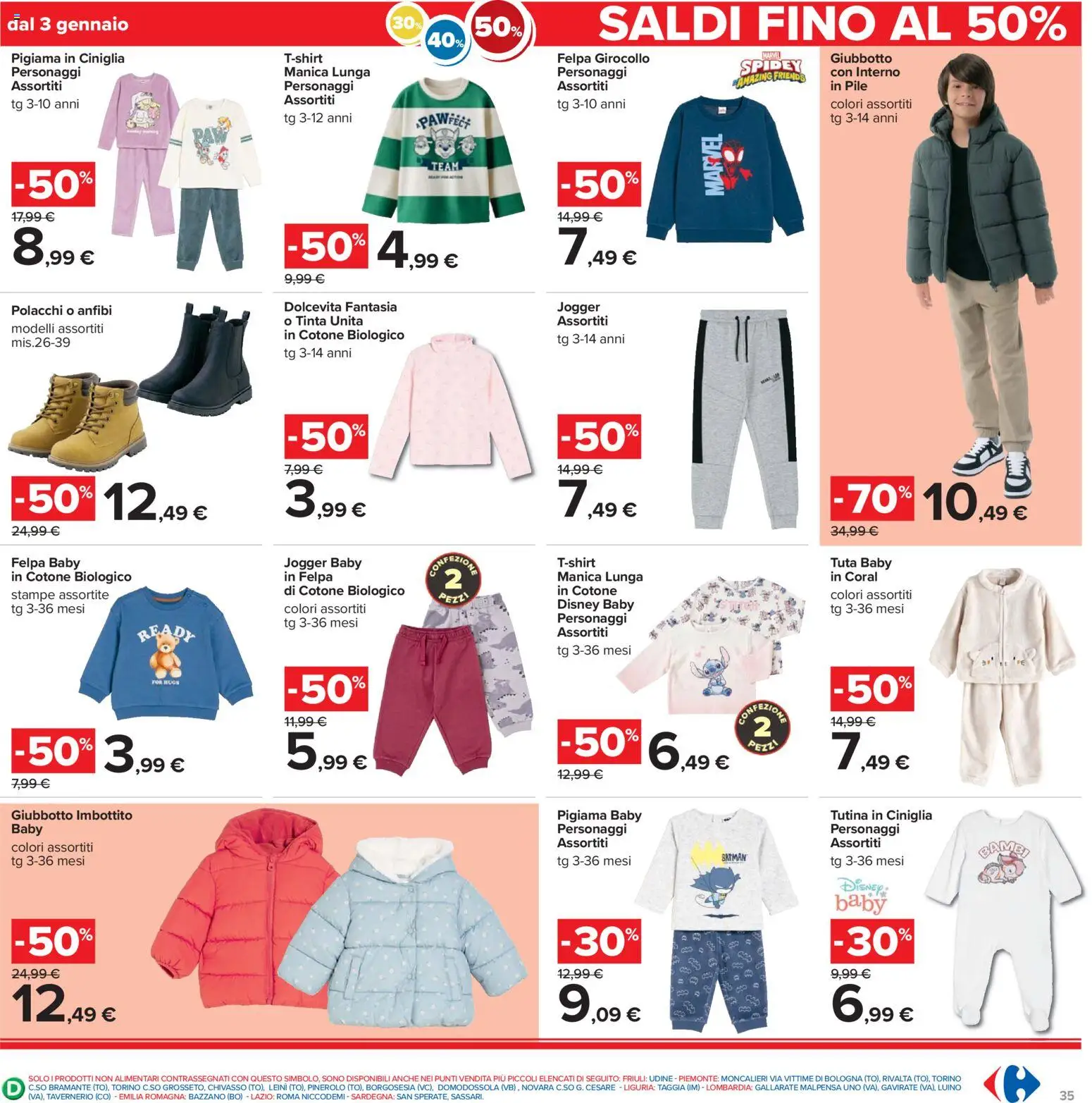 Volantino Carrefour del 02.01.2026 | Pagina: 35 | Prodotti: Pile, Felpa, Pigiama, Tutina