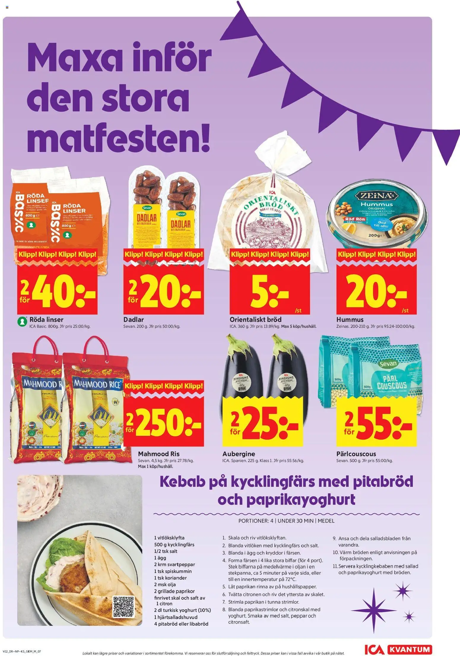 ICA Kvantum reklamblad aktuell från 16.03.2026 | Sida: 7 | Produkter: Couscous, Peppar, Yoghurt, Olja