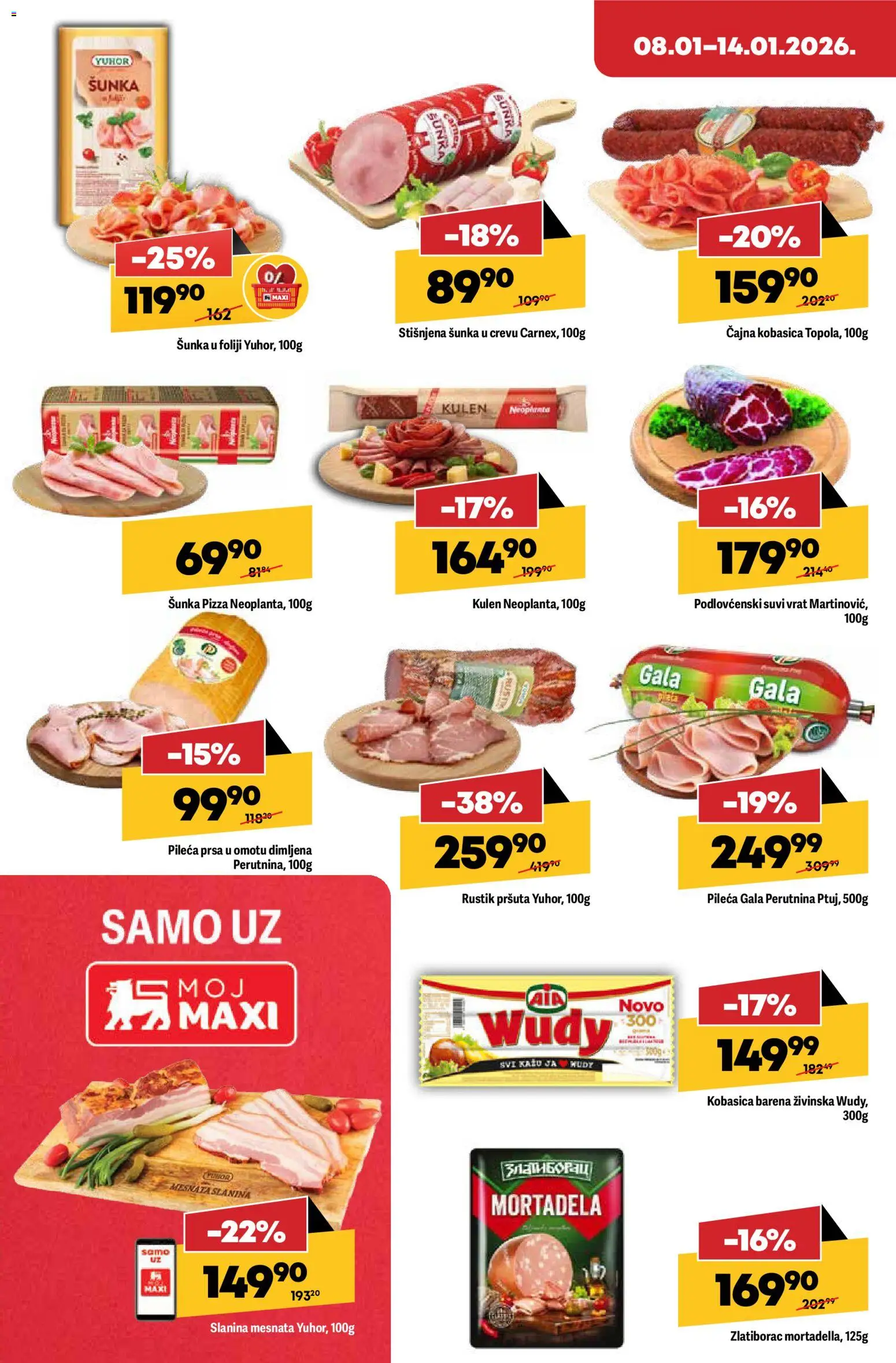 Maxi katalog - važi od 08.01.2026 | Strana: 8 | Proizvode: Kulen, Mortadela, Šunka, Slanina
