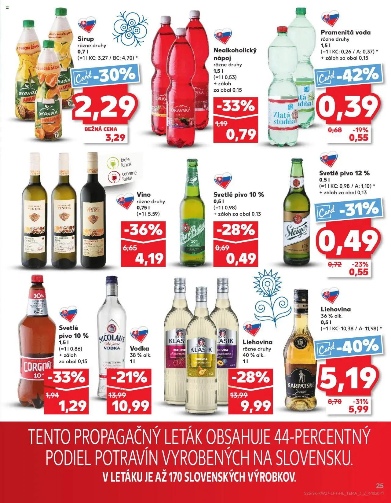 Nové Kaufland akcie – leták je platný od 03.07.2025 | Strana: 25 | Produkty: Pivo, Víno, Stan, Vodka