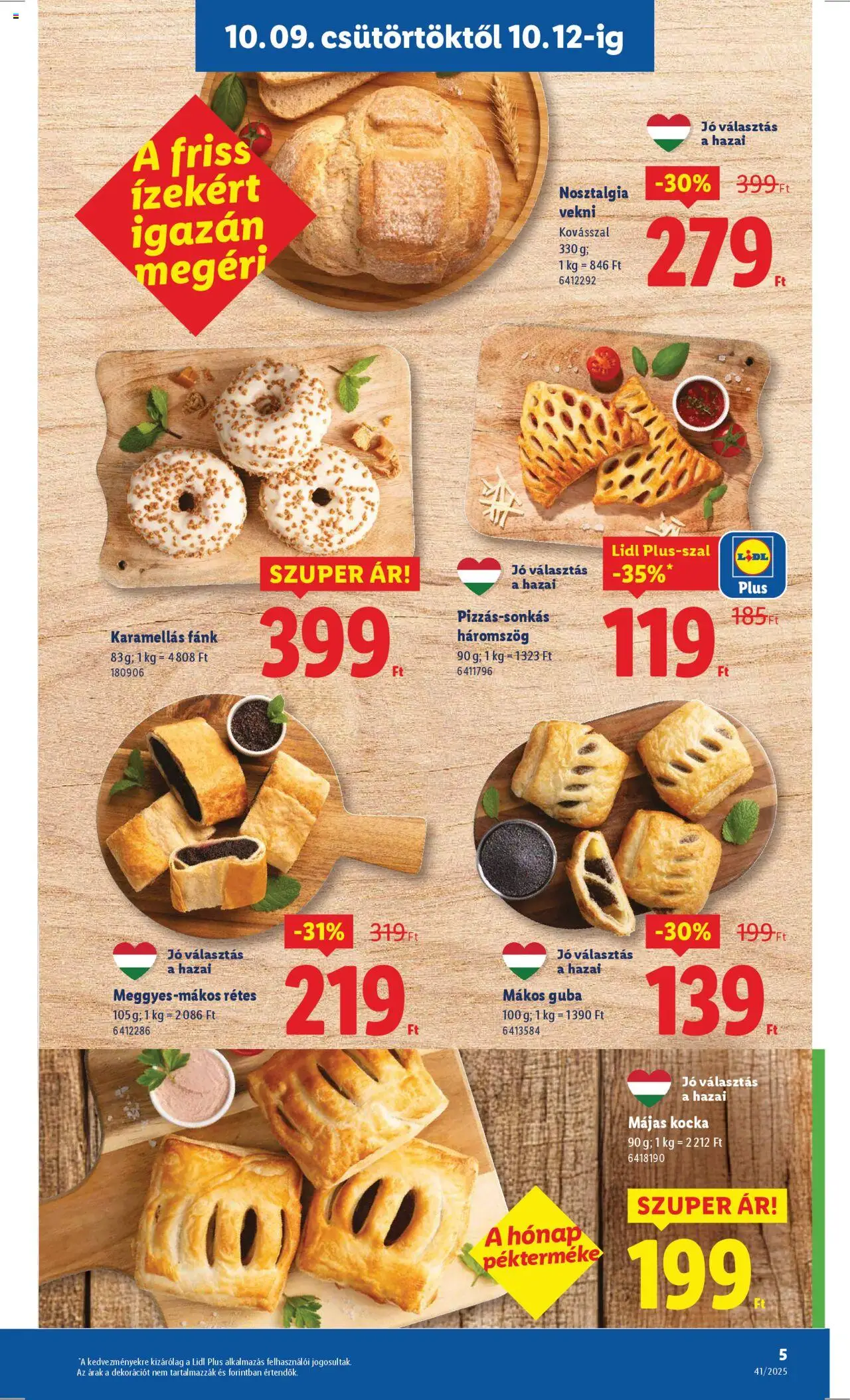 Lidl akciós ujság - amely érvényes a következő dátumtól: 09.10.2025 | Oldal: 5 | Termékek: Fánk