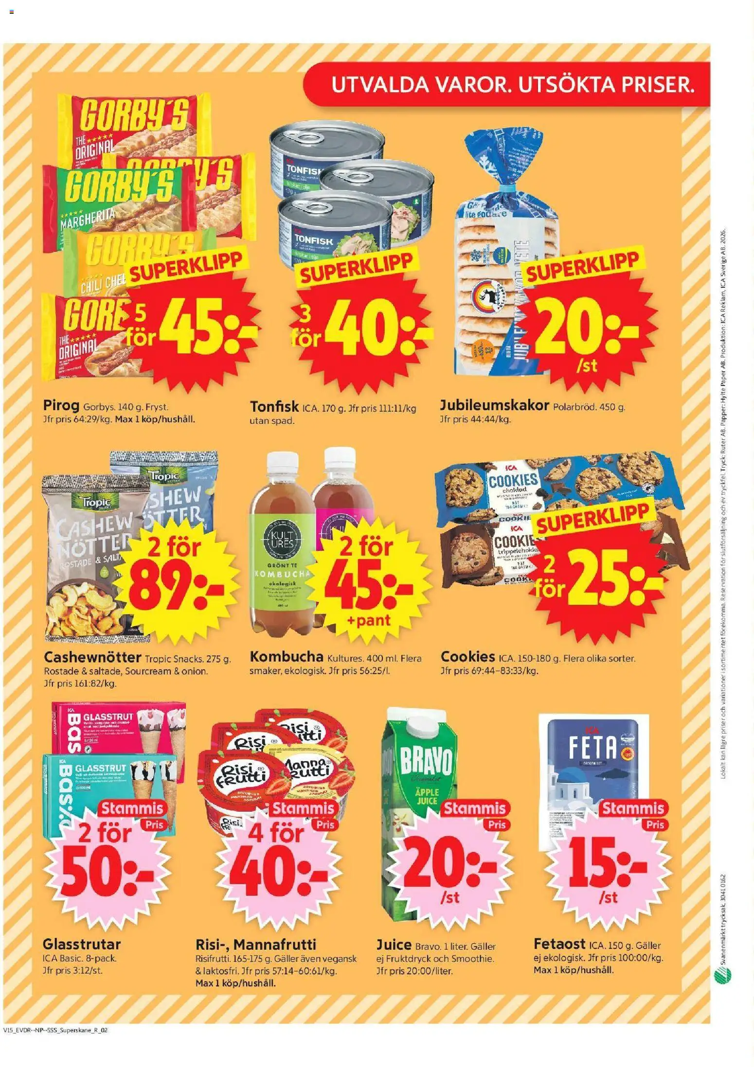 ICA Supermarket reklamblad aktuell från 06.04.2026 | Sida: 10 | Produkter: Choklad, Juice, Papper, Tonfisk