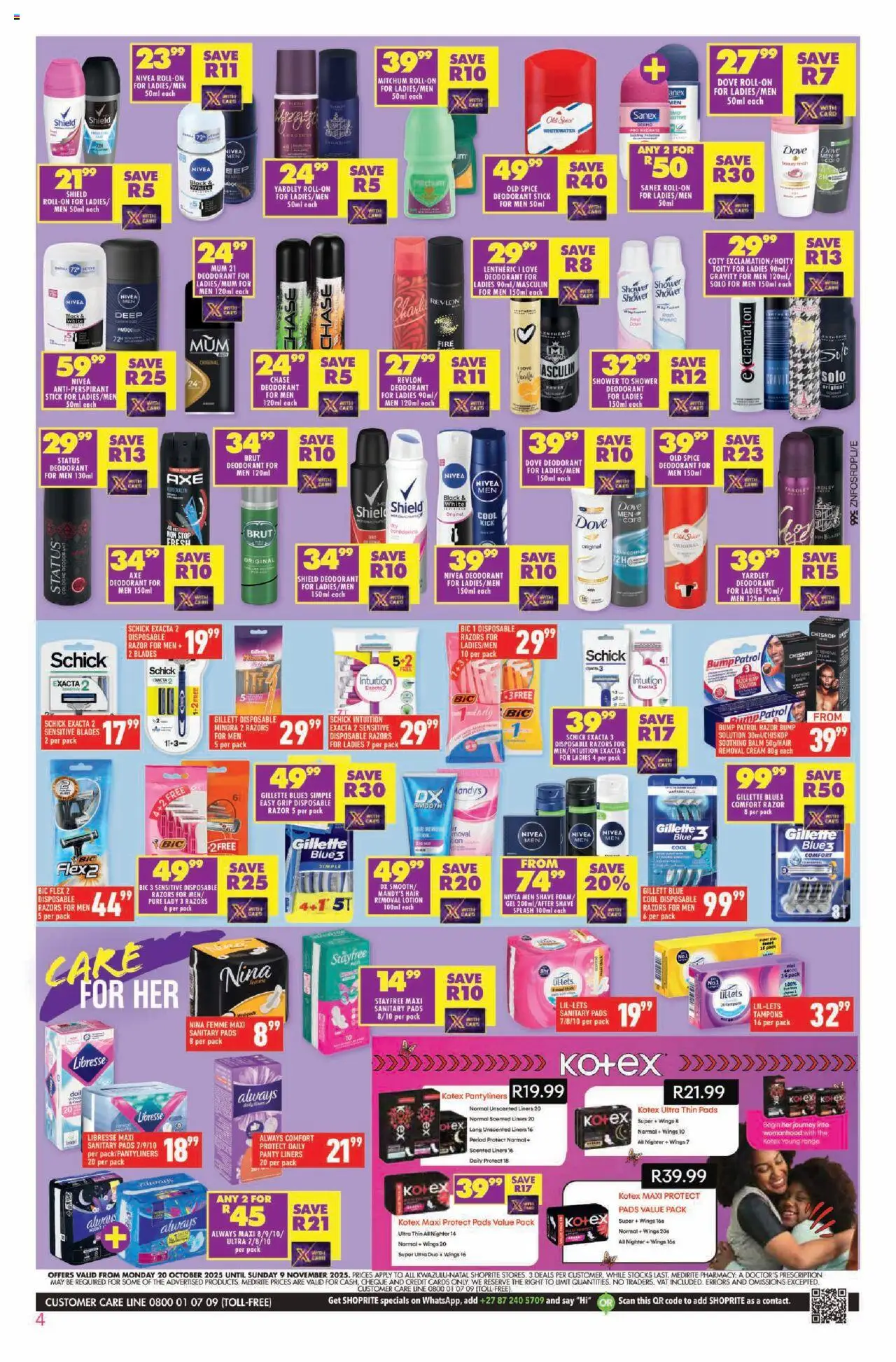 New Shoprite catalogue – valid from 20.10.2025 | Page: 4 | Products: Cake, Shower, Cream, Lotion