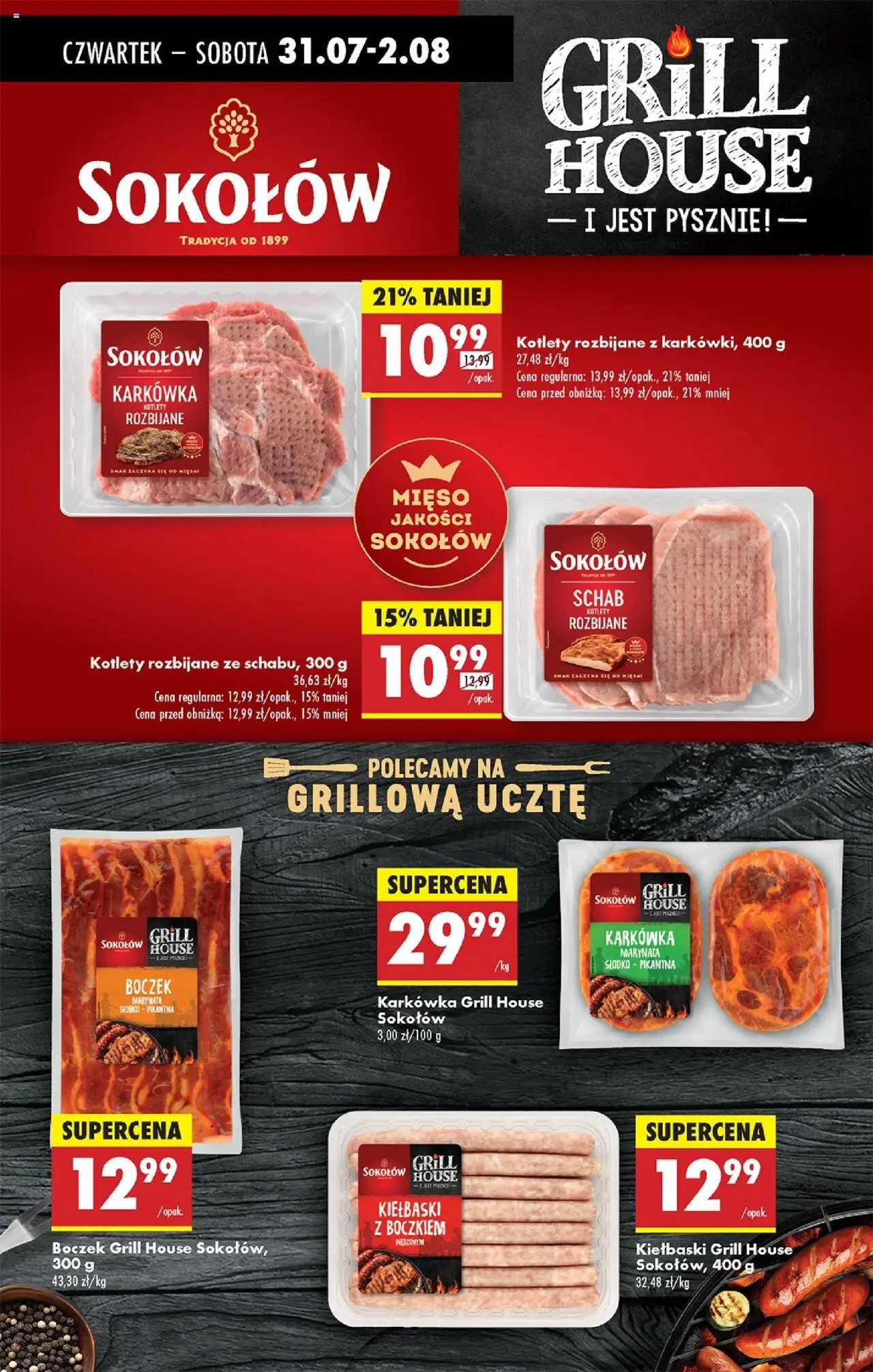 Biedronka gazetka - Oferta W tym tygodniu od 31.07.2025 | Strona: 43 | Produkty: Karkówka, Schab, Grill, Kotlety