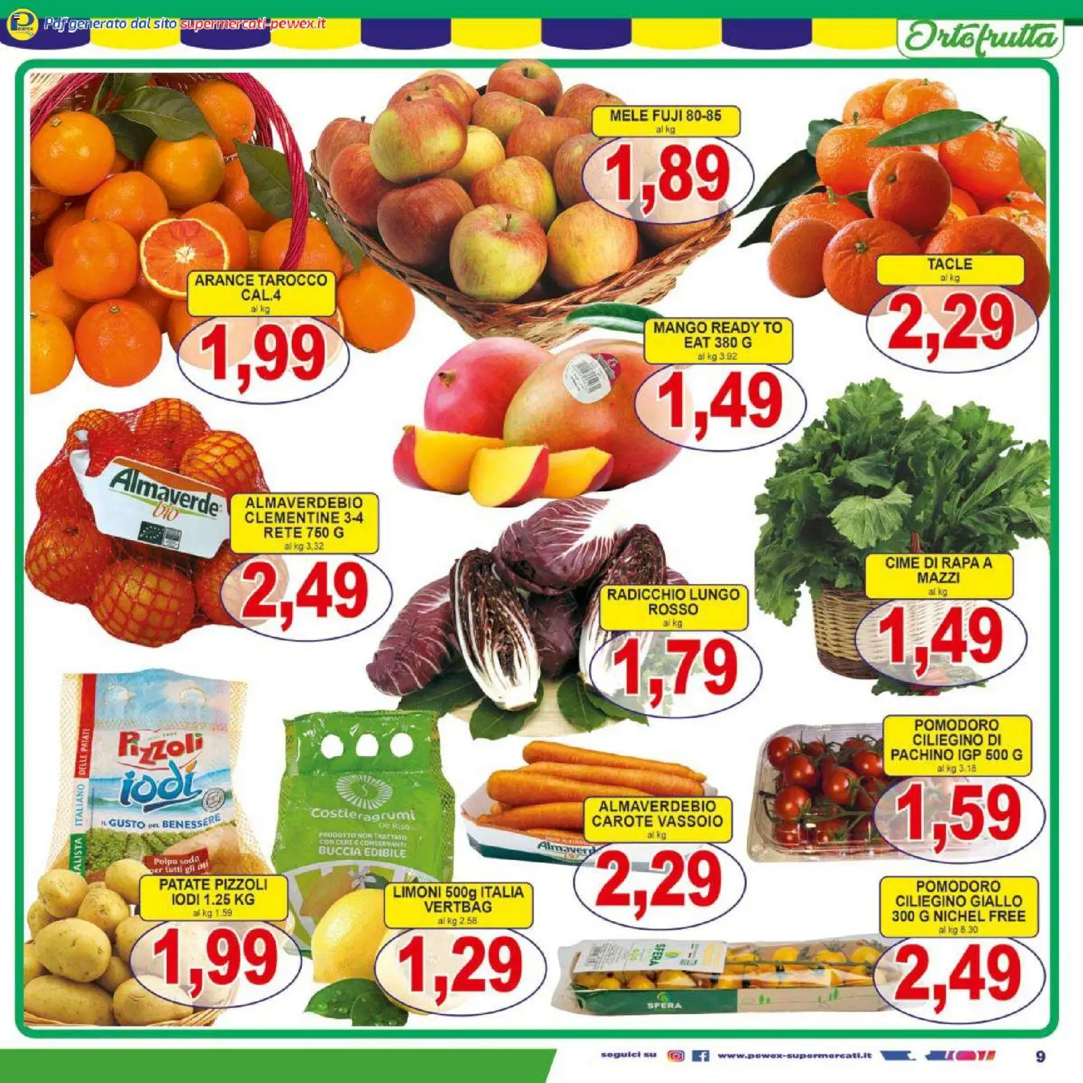 Volantino Pewex del 27.12.2025 | Pagina: 9 | Prodotti: Mele, Arance, Pomodoro, Vassoio