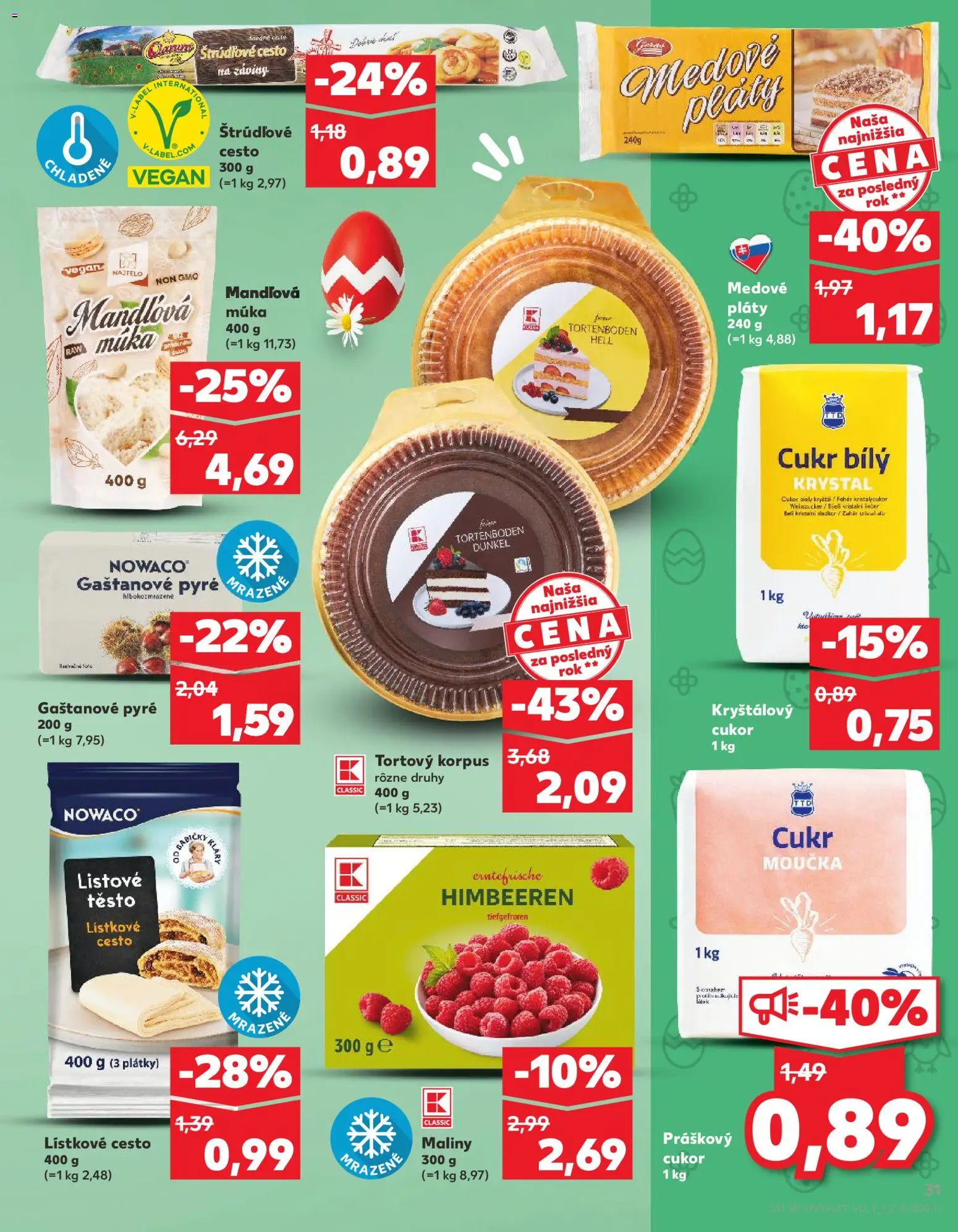 Nové Kaufland akcie – leták je platný od 05.03.2026 | Strana: 31 | Produkty: Práškový cukor, Kryštálový cukor, Cukor, Múka