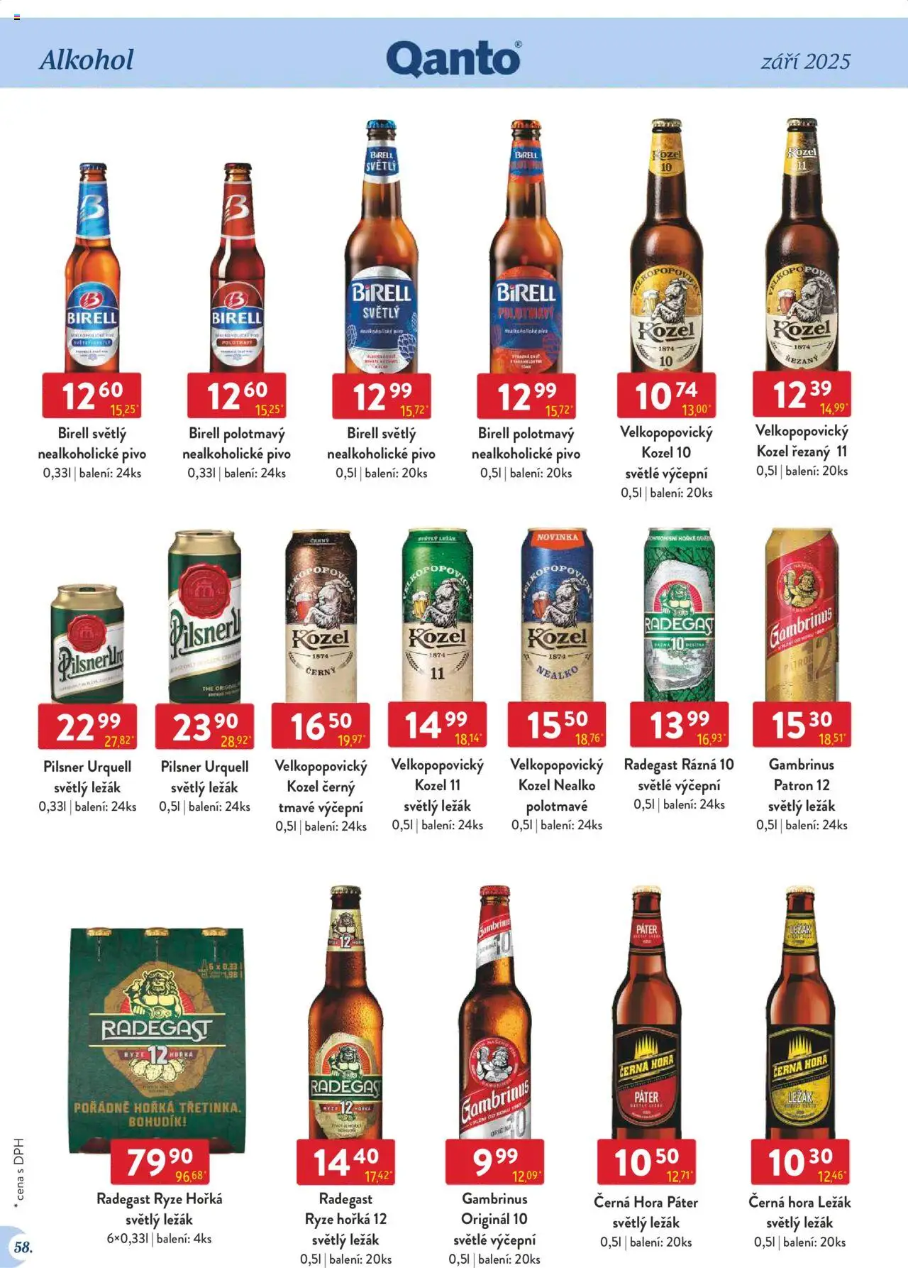 Astur & Qanto leták - Velkoobchod 09/2025 od 01.09.2025 | Strana: 58 | Produkty: Birell, Rýže, Nealkoholické pivo, Radegast