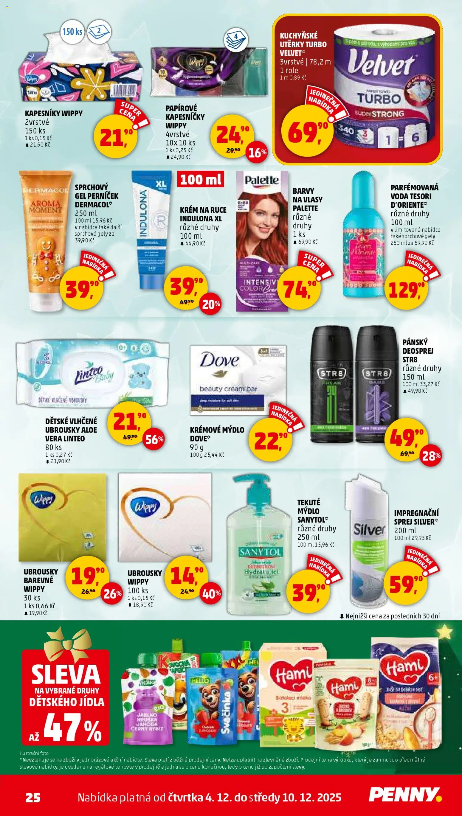Penny Market leták - Čtvrtečník od 04.12.2025 | Strana: 25 | Produkty: Kuchyňské utěrky, Indulona, Dove, Barvy