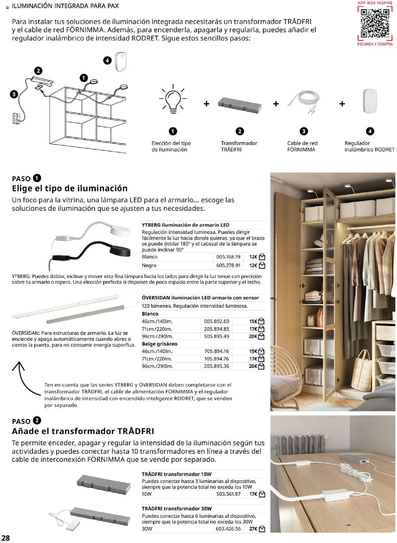 Catálogo IKEA Pax y Komplement │ válido desde el 01.09.2025 | Página: 28 | Productos: Té, Iluminación de armario, Armario, Lámpara