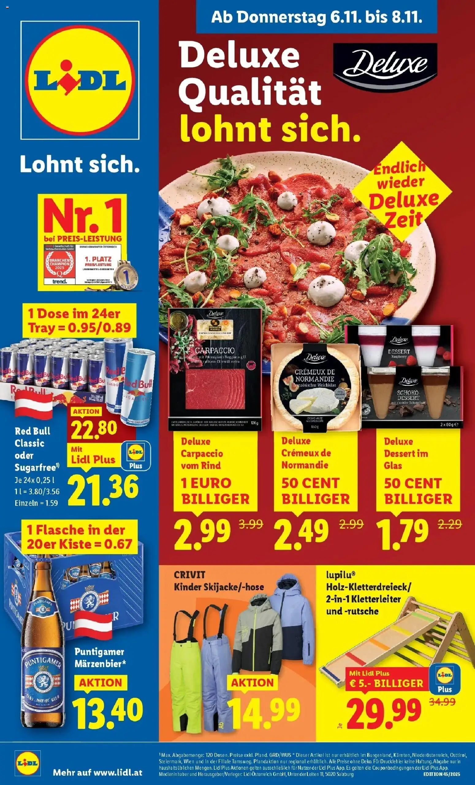 Lidl Flugblatt - Wien, Langenzersdorf, Zwettl gültig ab 06.11.2025 | Seite: 1 | Produkte: Öl, Schokolade, Bier