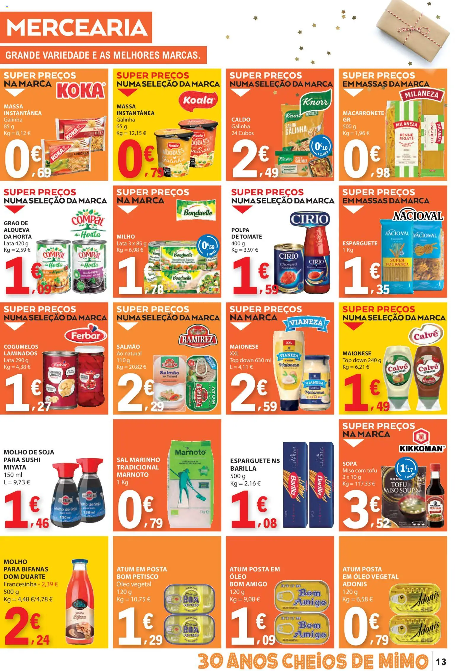 E.Leclerc folheto │ válido de 06.11.2025 | Página: 13 | Produtos: Soja, Sal, Sopa, Milho