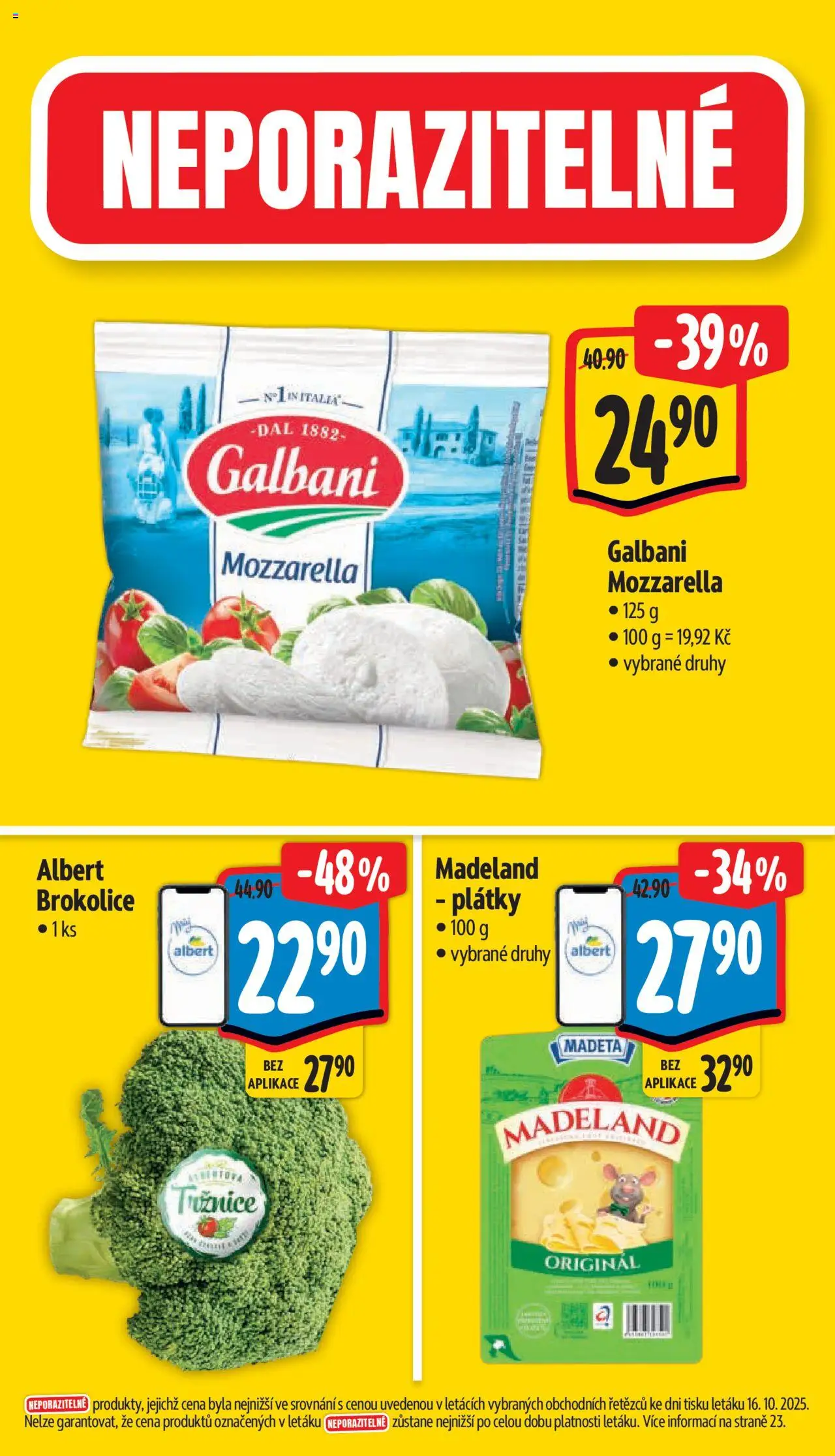 Albert leták - Supermarket od 22.10.2025 | Strana: 3 | Produkty: Brokolice, Mozzarella