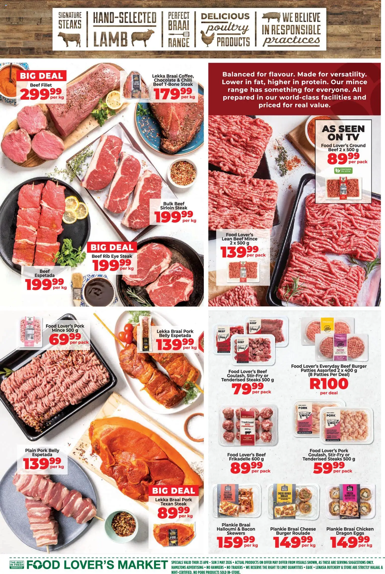 New Food Lover's Market catalogue – valid from 23.04.2026 | Page: 9 | Products: TV, Cheese, Chocolate, Pork