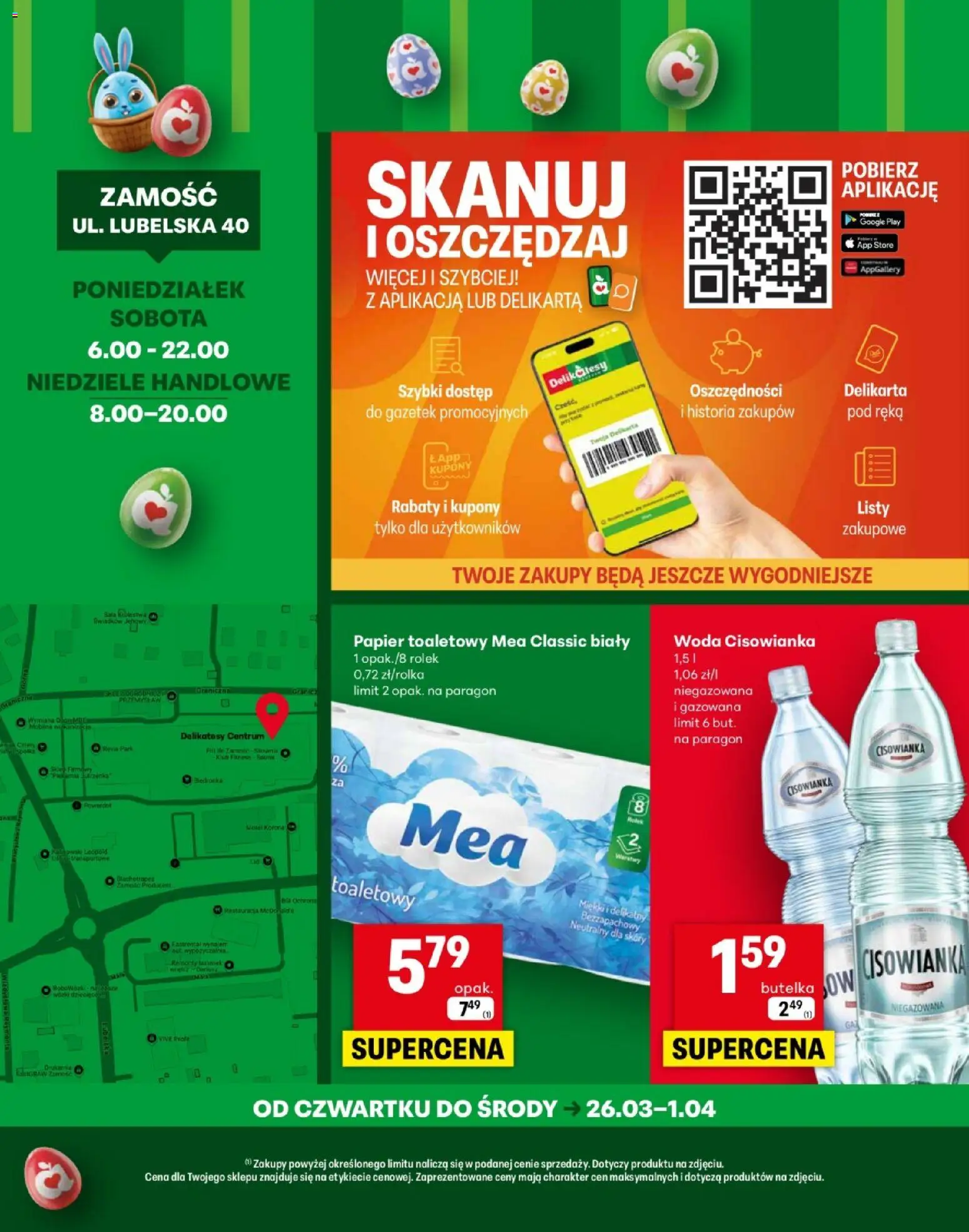 Delikatesy Centrum gazetka - Zamość Otwarcie od 26.03.2026 | Strona: 4 | Produkty: Papier toaletowy, Delikatesy, Woda
