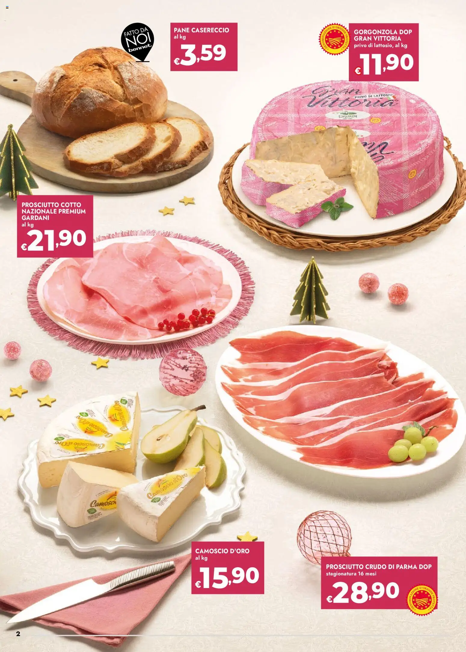 Volantino bennet del 18.12.2025 | Pagina: 2 | Prodotti: Prosciutto Cotto, Pane, Prosciutto, Gorgonzola