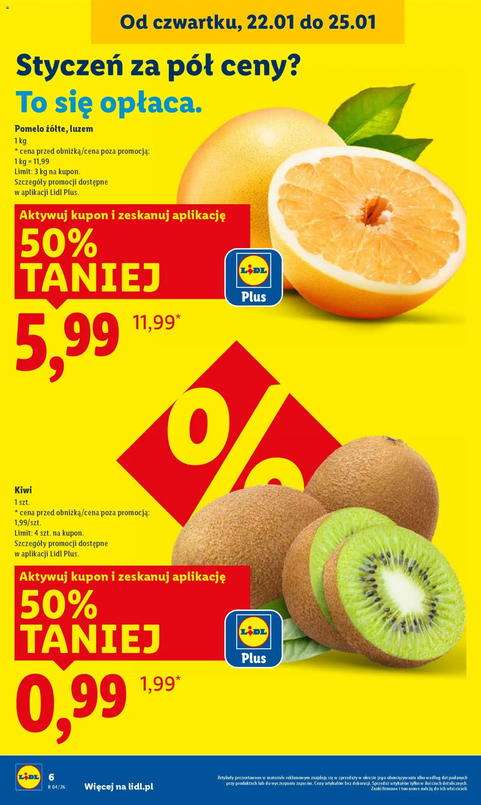 Lidl Gazetka od 22.01.2026 | Strona: 6 | Produkty: Pomelo, Kiwi