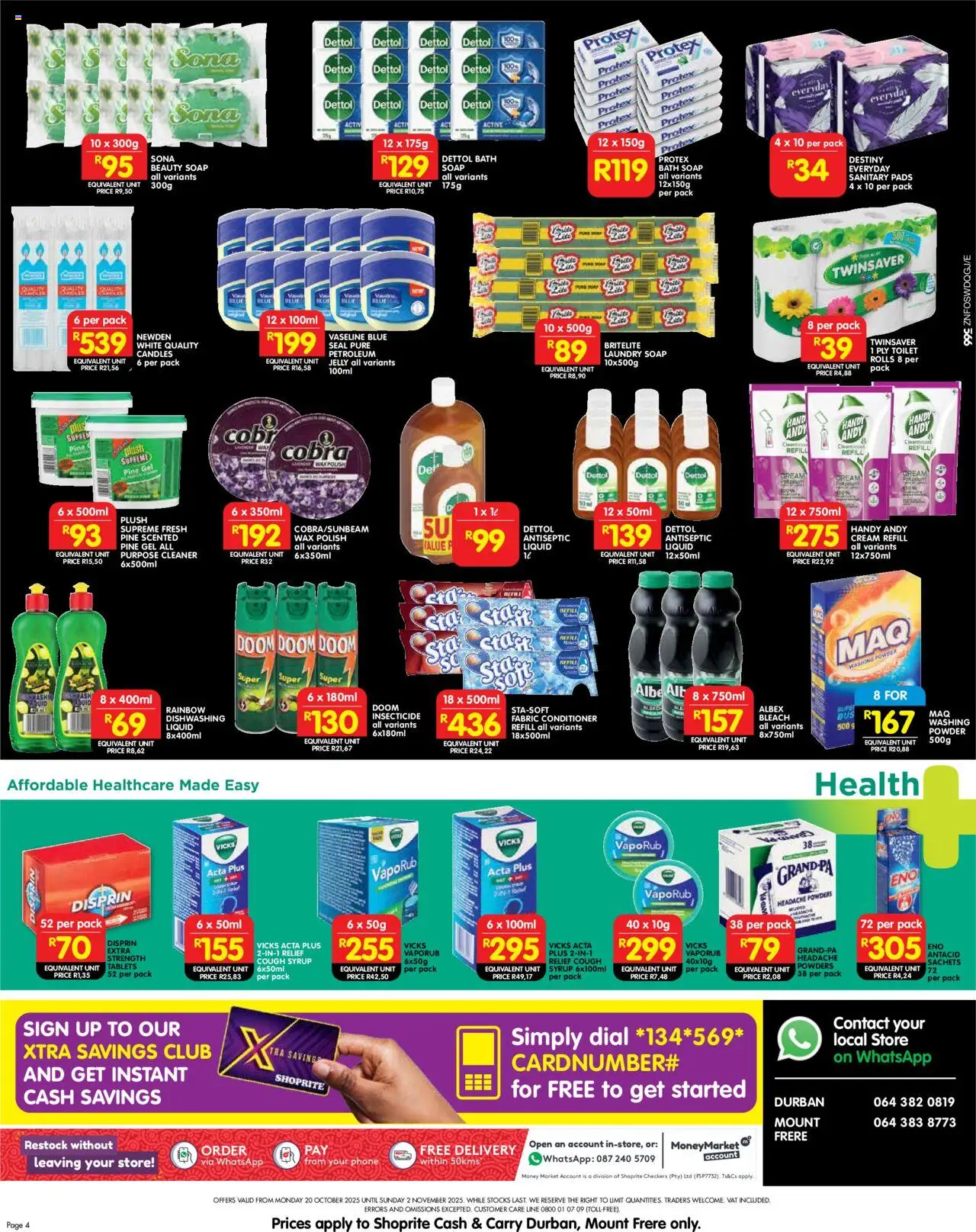 New Shoprite catalogue – valid from 20.10.2025 | Page: 8 | Products: Antiseptic liquid, Wax, Powder, Syrup