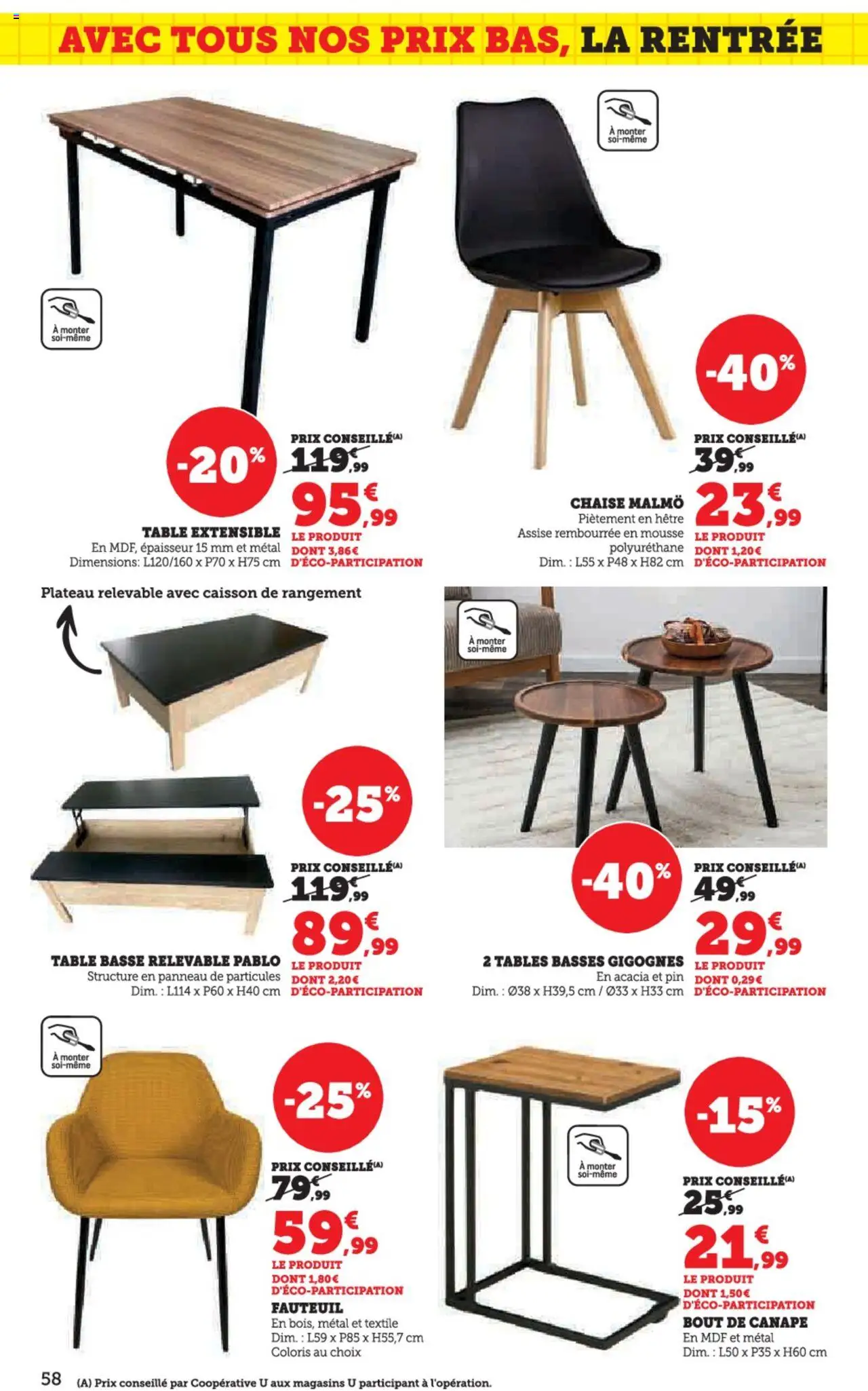  | Page: 58 | Produits: Plateau, Table basse, Table, Chaise
