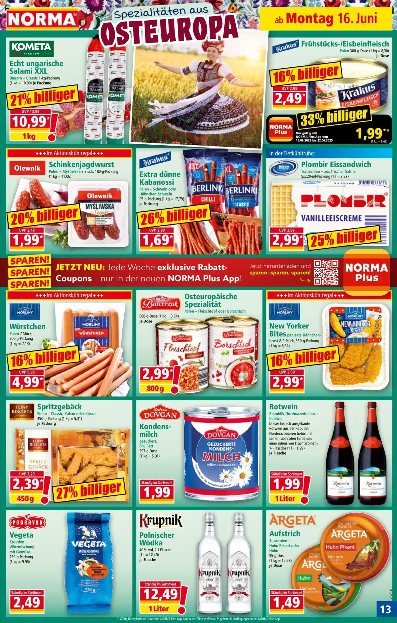Norma Prospekt 	 - gültig ab dem 16.06.2025 | Seite: 14 | Produkte: Hahnchen, Sahne, Wodka, Hahnchenbrust