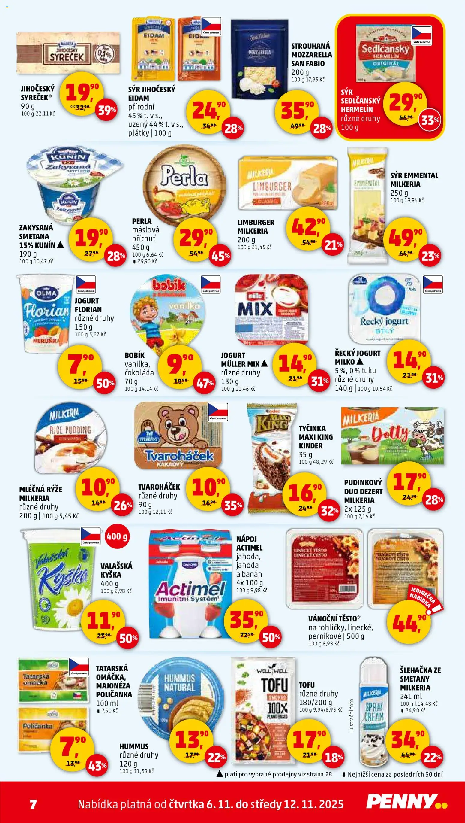 Penny Market leták - Čtvrtečník od 06.11.2025 | Strana: 7 | Produkty: Tofu, Perla, Mozzarella, Těsto