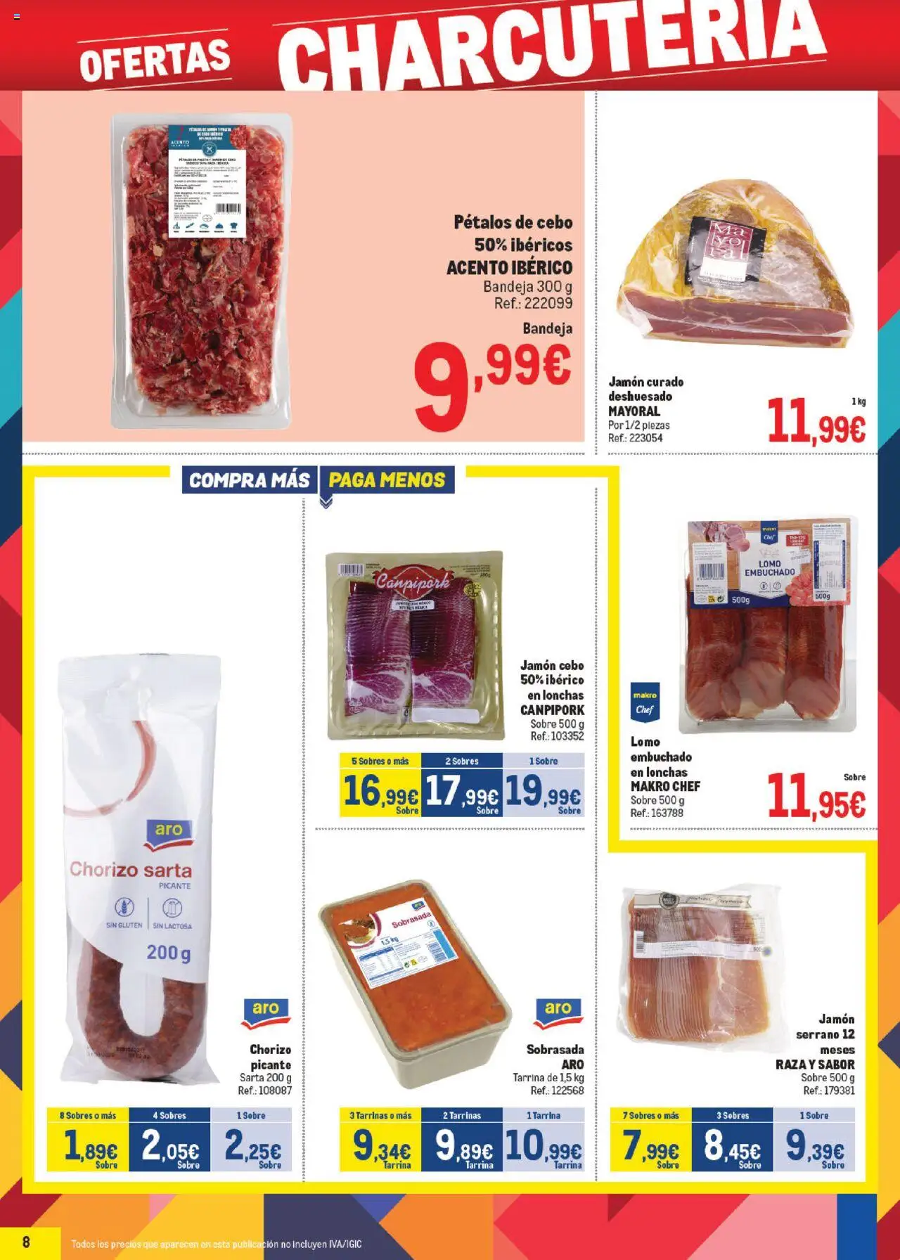 Makro - Precios Levante │ válido desde el 06.10.2025 | Página: 8 | Productos: Jamón serrano, Jamón, Bandeja, Sobrasada