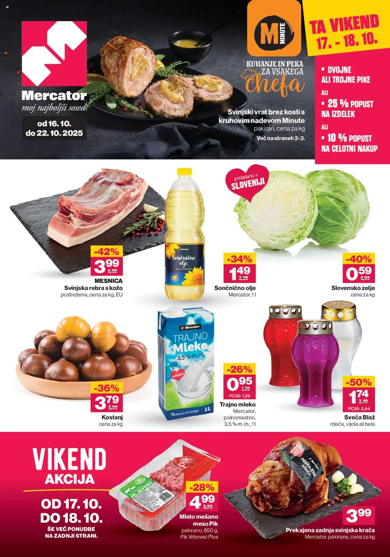 Novi Mercator katalog ponudbe – veljaven od 16.10.2025 | Stran: 1 | Izdelki: Sveča, Mleko, Olje, Zelje