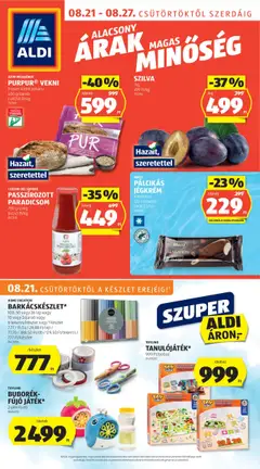 Aldi Akciós újság - amely érvényes a következő dátumtól: 21.08.2025