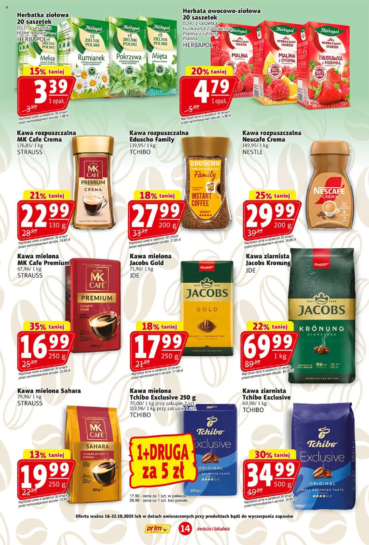 Prim Market Gazetka od 16.10.2025 | Strona: 14 | Produkty: Nescafe, Tchibo exclusive, Mięta, Melisa